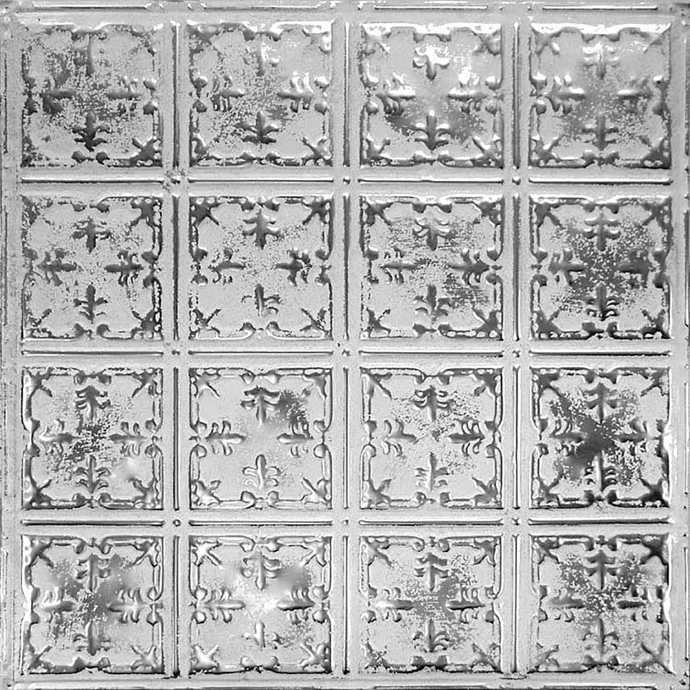American Tin Ceilings KIT-N-P21-SWW 2-ft x 2-ft Silver Washed White Steel Surface-mount Ceiling Tile ( 5 -Pack, 20-sq ft / Case )