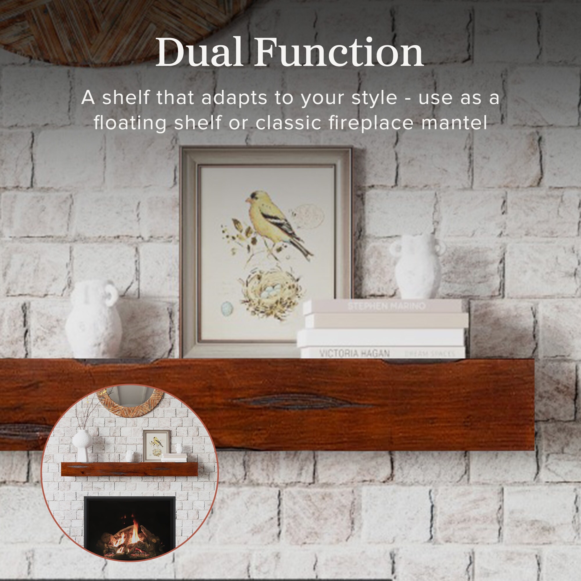 Mantels Direct NATURAL-48-CRD Mantel-Shelves - View #3