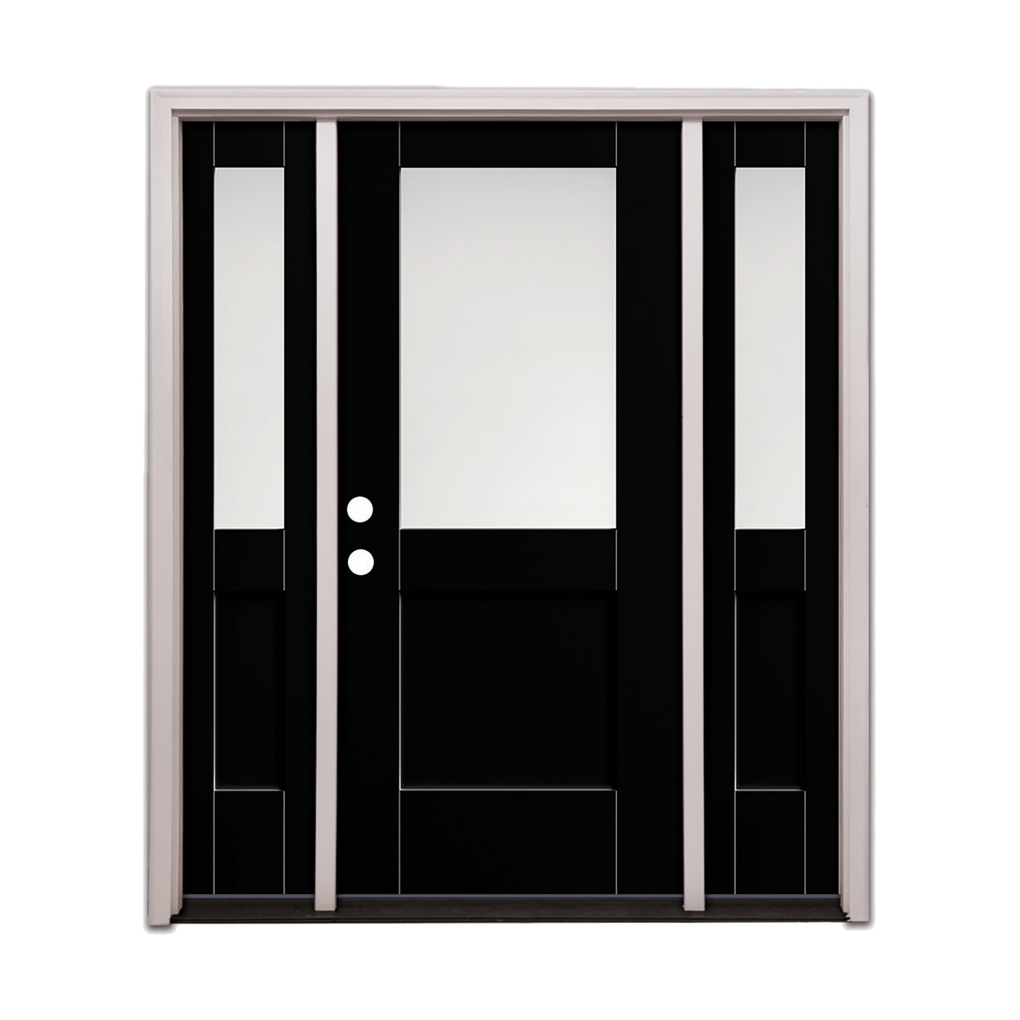Therma-Tru 64-in x 80-in Fiberglass Half Lite Right-hand/Left-hand Inswing Painted Prehung Front Door with Sidelights and Brickmould