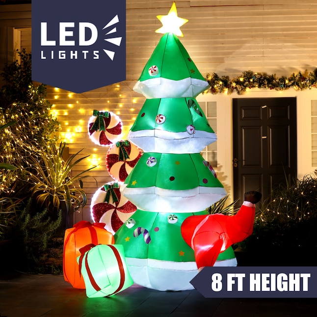 LuxenHome 8.14-ft Lighted Santa Christmas Inflatable at Lowes.com