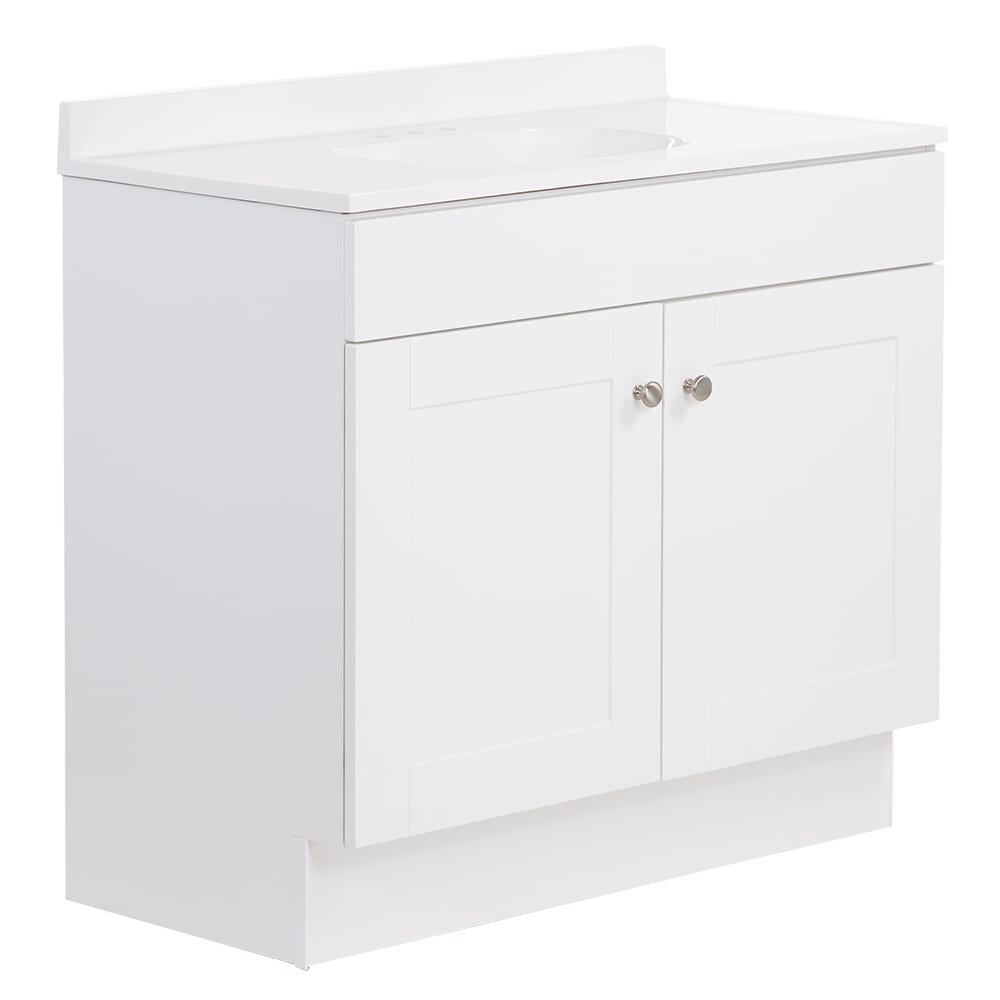 Project Source White 36-in White Undermount Single Sink Bathroom Vanity with White Cultured Marble Top