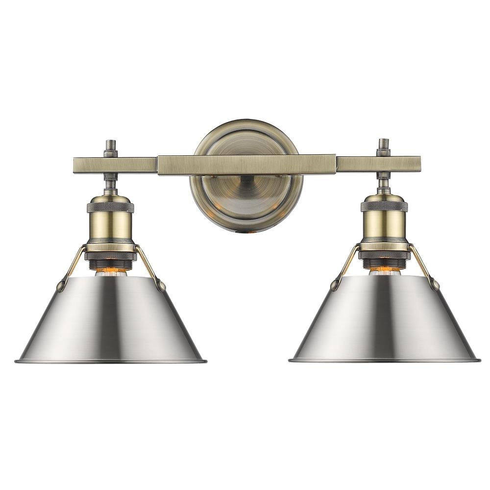 Golden Lighting 3306-BA2 AB-PW Orwell 18.25-in 2 -Light Brass Transitional Vanity light