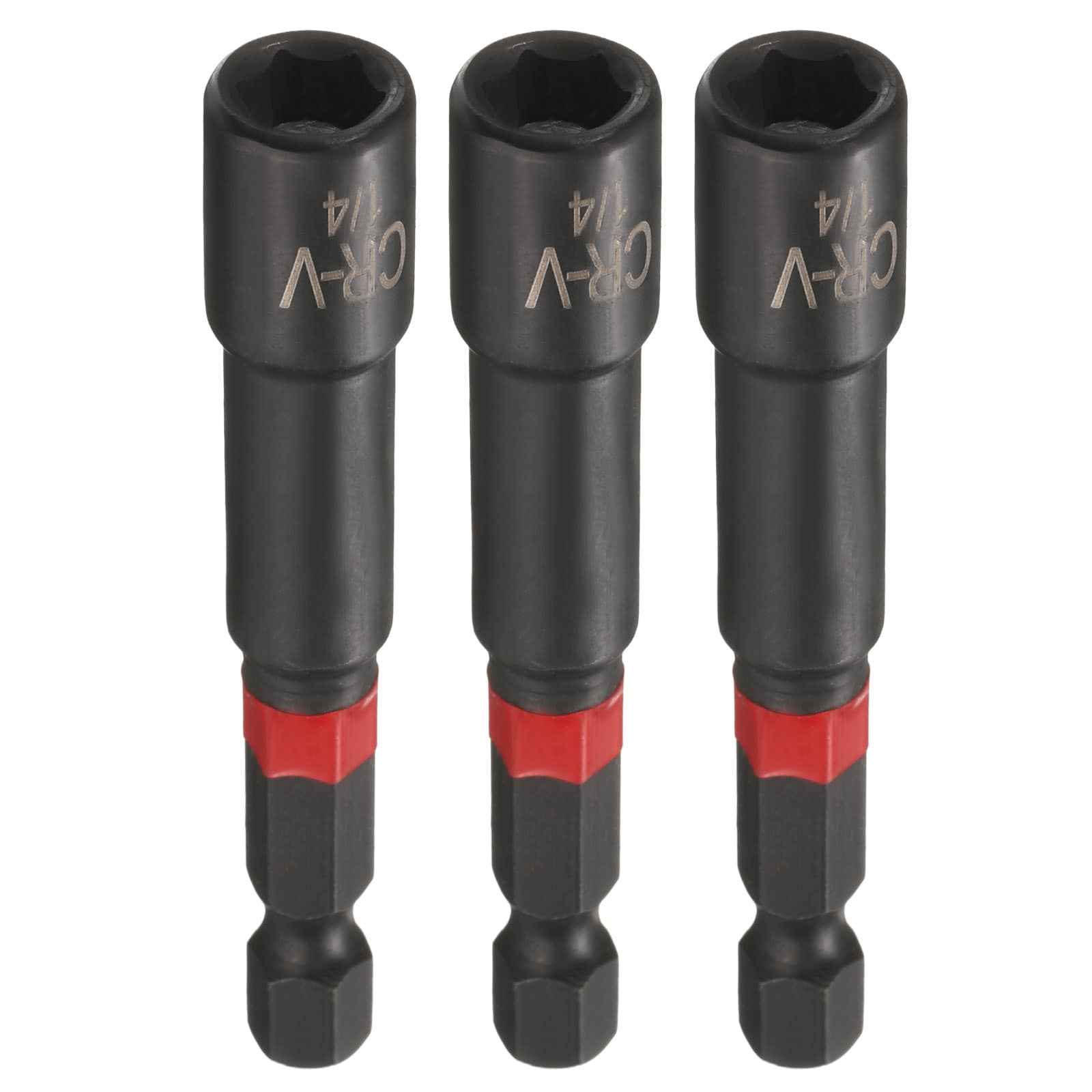 Harfington 3pcs Nut Driver Drill Bit 1/4 Inch Socket 1/4 Inch Hex Shank 3 Inch (65mm) Long Magnetic 6-Point Sockets Quick Change Phosphated CR-V Steel Bolt Setters for Power Drill Drivers Black