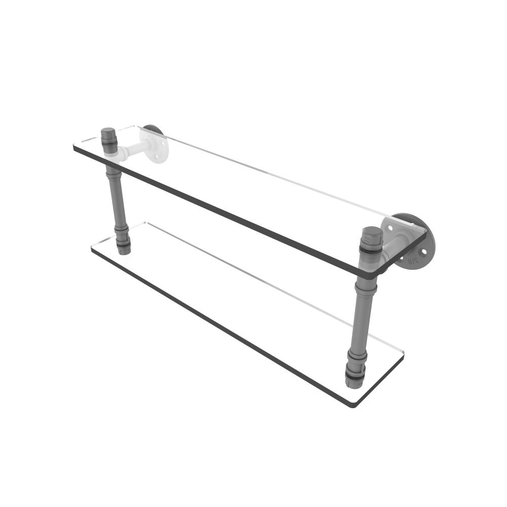 Allied Brass P-420-22-DGS-GYM Pipeline Matte Gray 2 -Tier Metal Wall mount Bathroom Shelf ( 22-in x 9.4-in x 5-in )