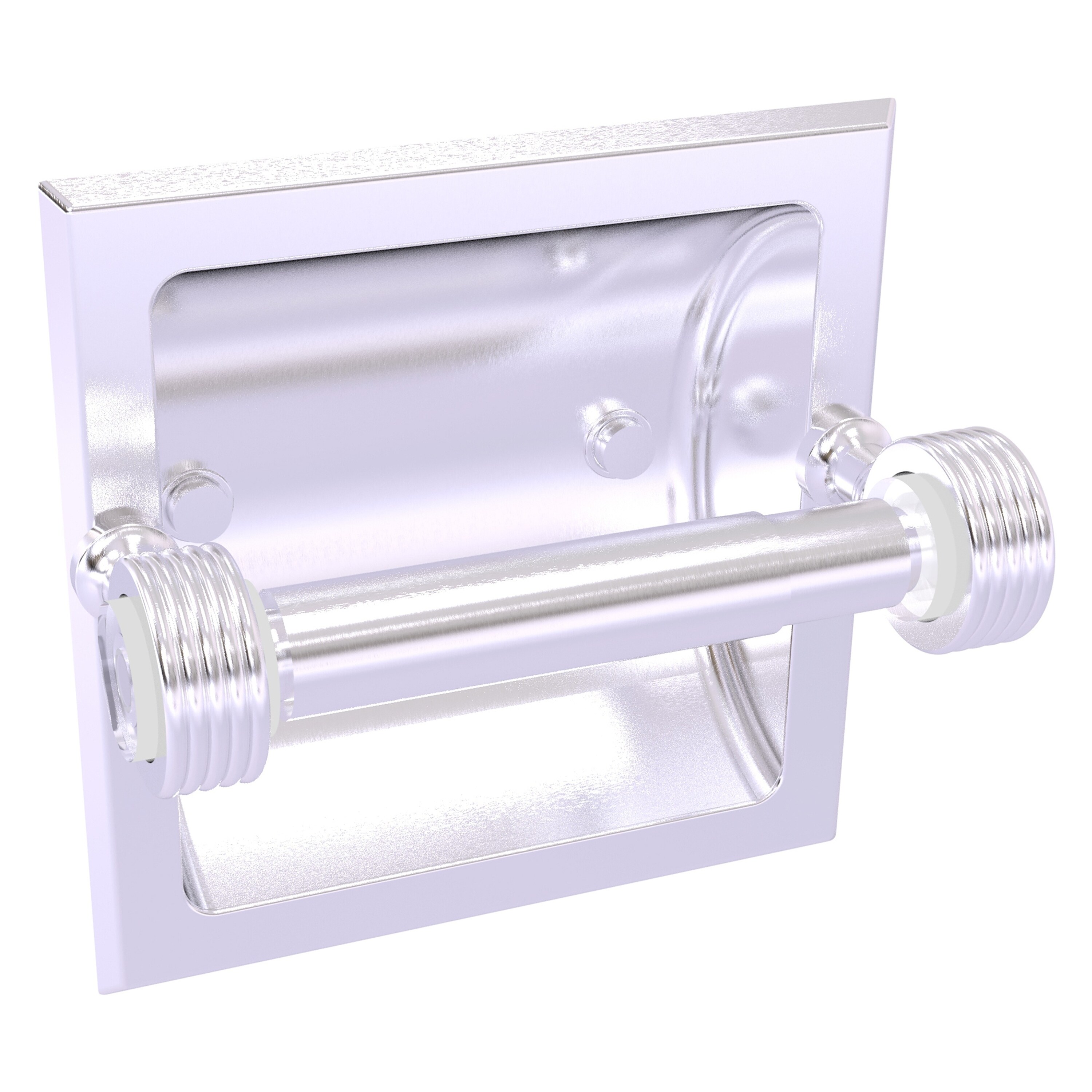 Allied Brass PG-24CG-SCH Pacific Grove Satin Chrome Recessed Double post Toilet Paper Holder 1 -Rolls with Storage