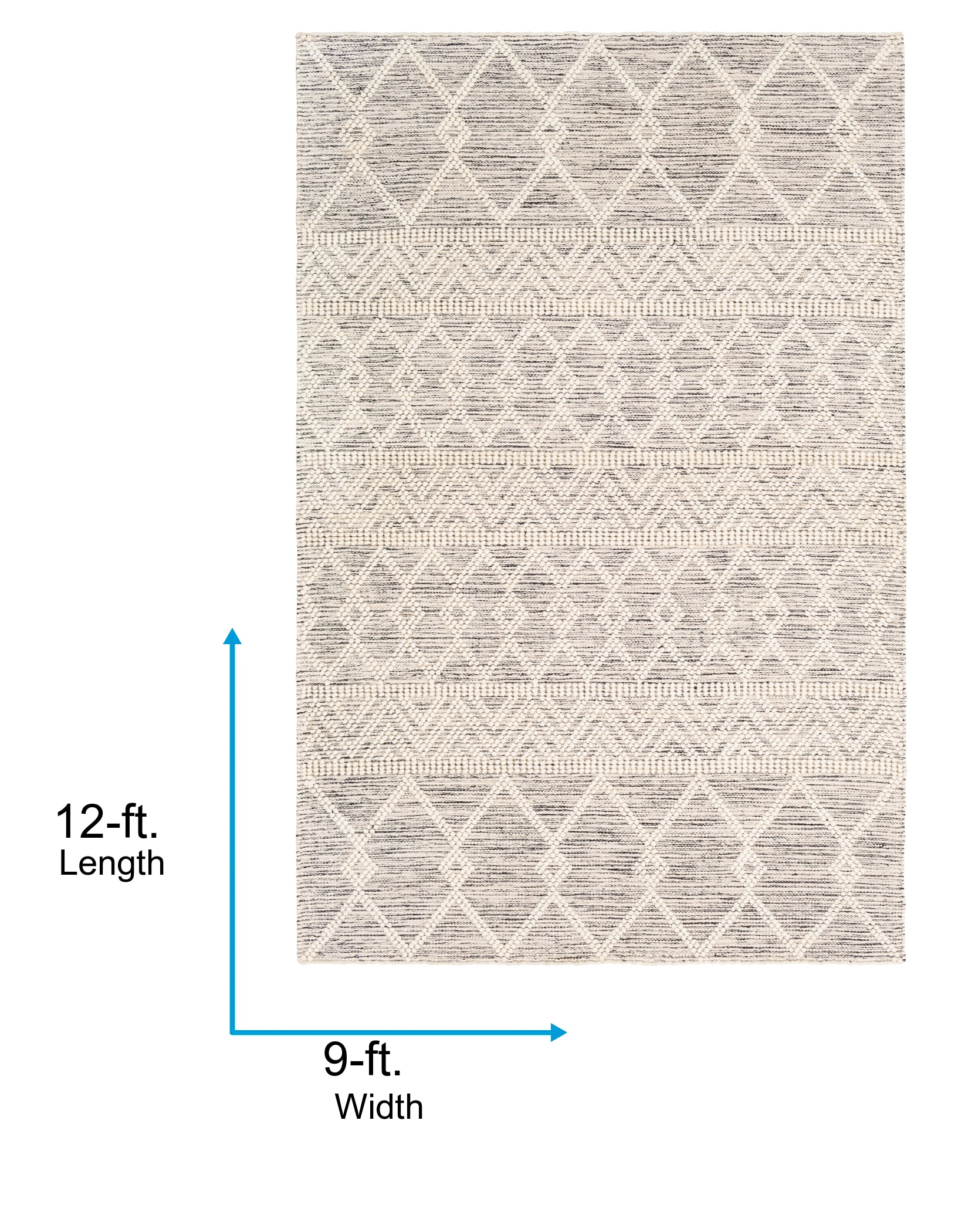 Gray Reversible Handmade Wool and Synthetic 9' x 12' Rug