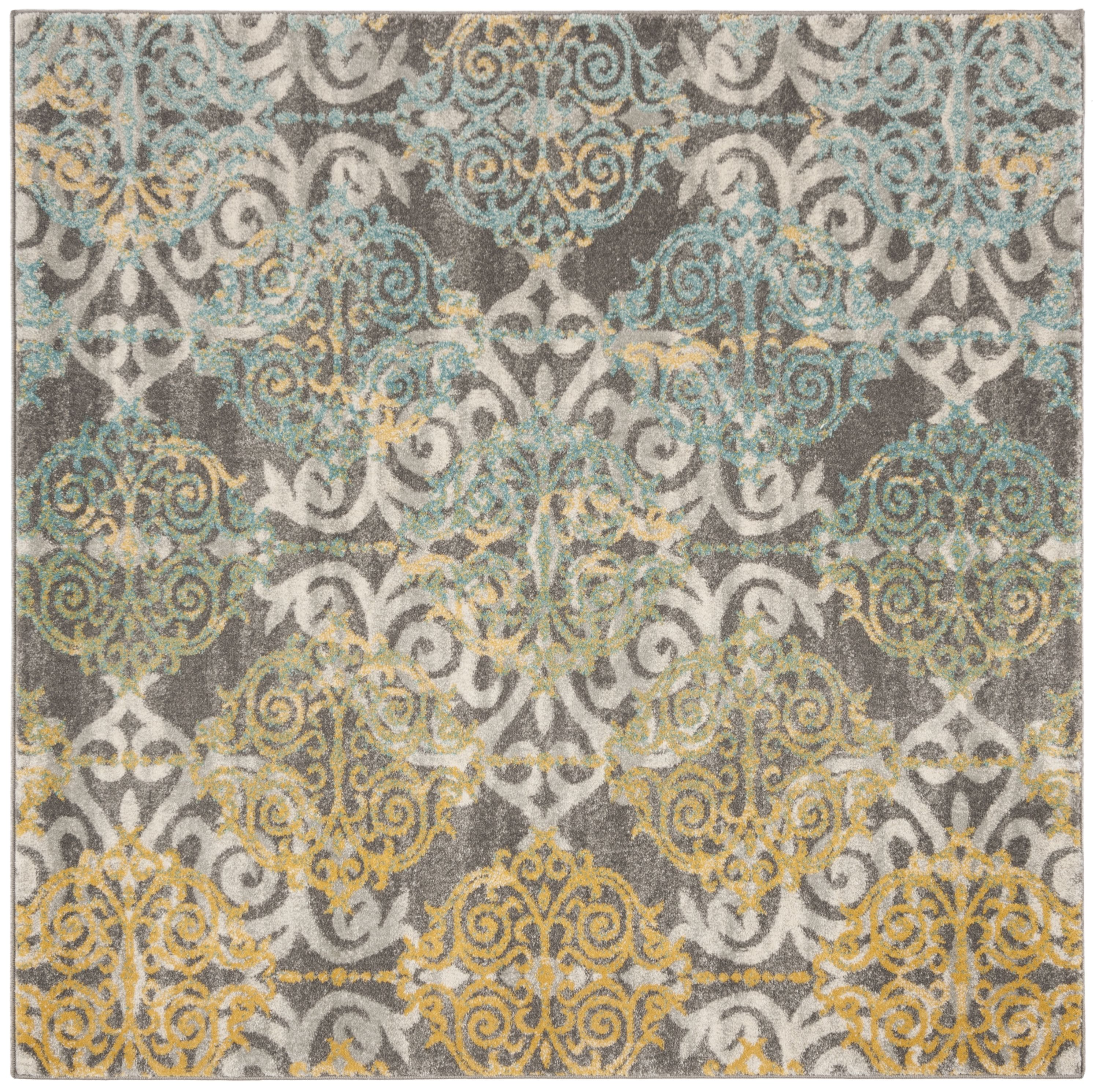 Safavieh EVK230D-9SQ Evoke Rigby 9 x 9 (ft) Loomed Synthetic Gray/Ivory Square Indoor Abstract Bohemian/Eclectic Area rug