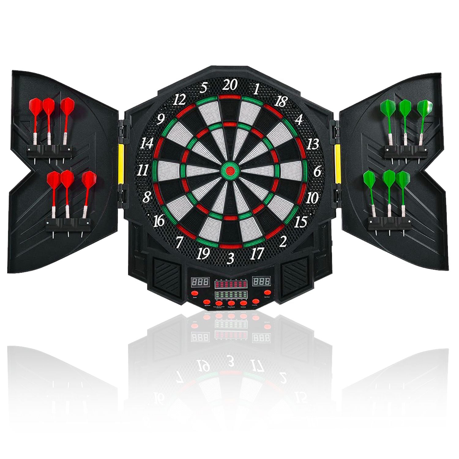 Costway CSHY002005 Professional Electronic Dartboard Cabinet Set with 12 Darts Game Room LED Display