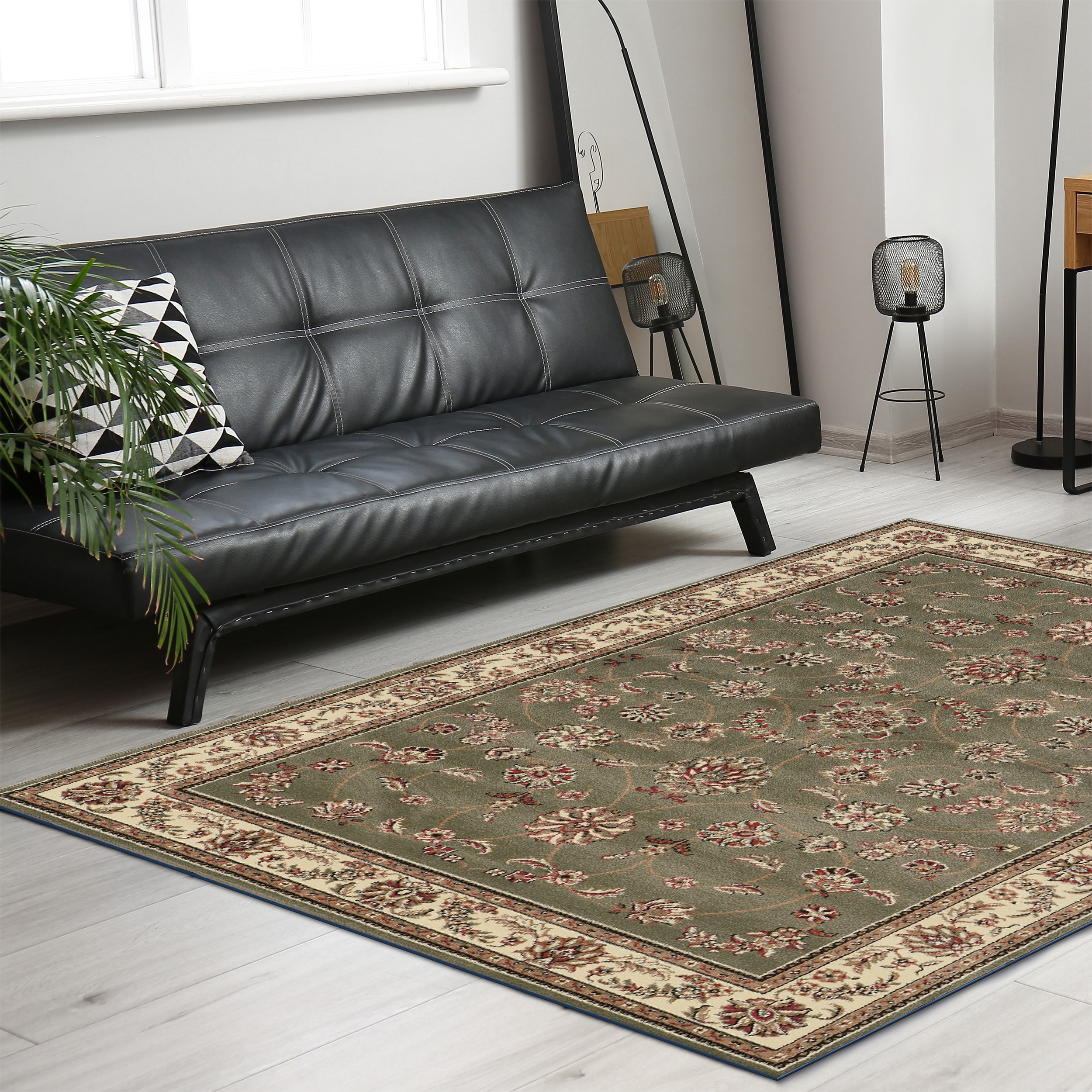Radici USA 1596/1800/SAGE Como 3 x 5 (ft) Polypropylene Green Rectangular Indoor Floral/Botanical Oriental Area rug