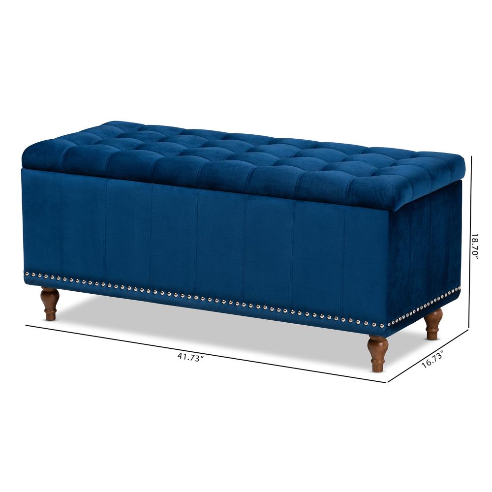 Baxton Studio Kaylee Modern Navy Blue/Brown Storage Bench with Storage ...