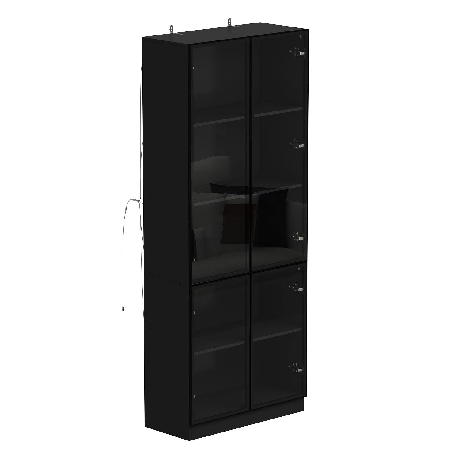 FUFU&GAGA 78.7 in. H Brown Storage Cabinet, Kitchen Organization with Louvered Doors and Adjustable Shelves