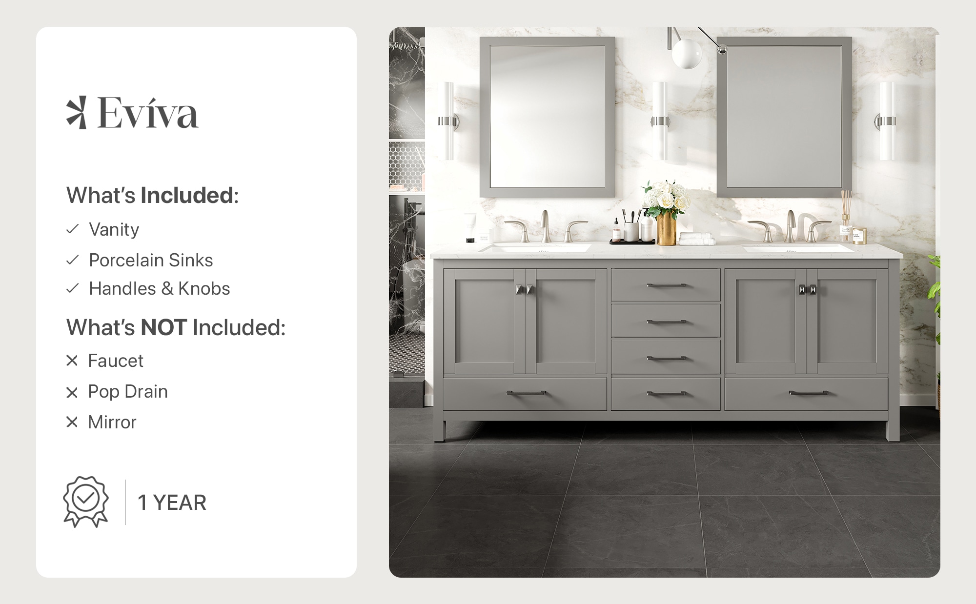 Eviva EVVN412-84GR-Q Bath-Vanity-Combo - View #8