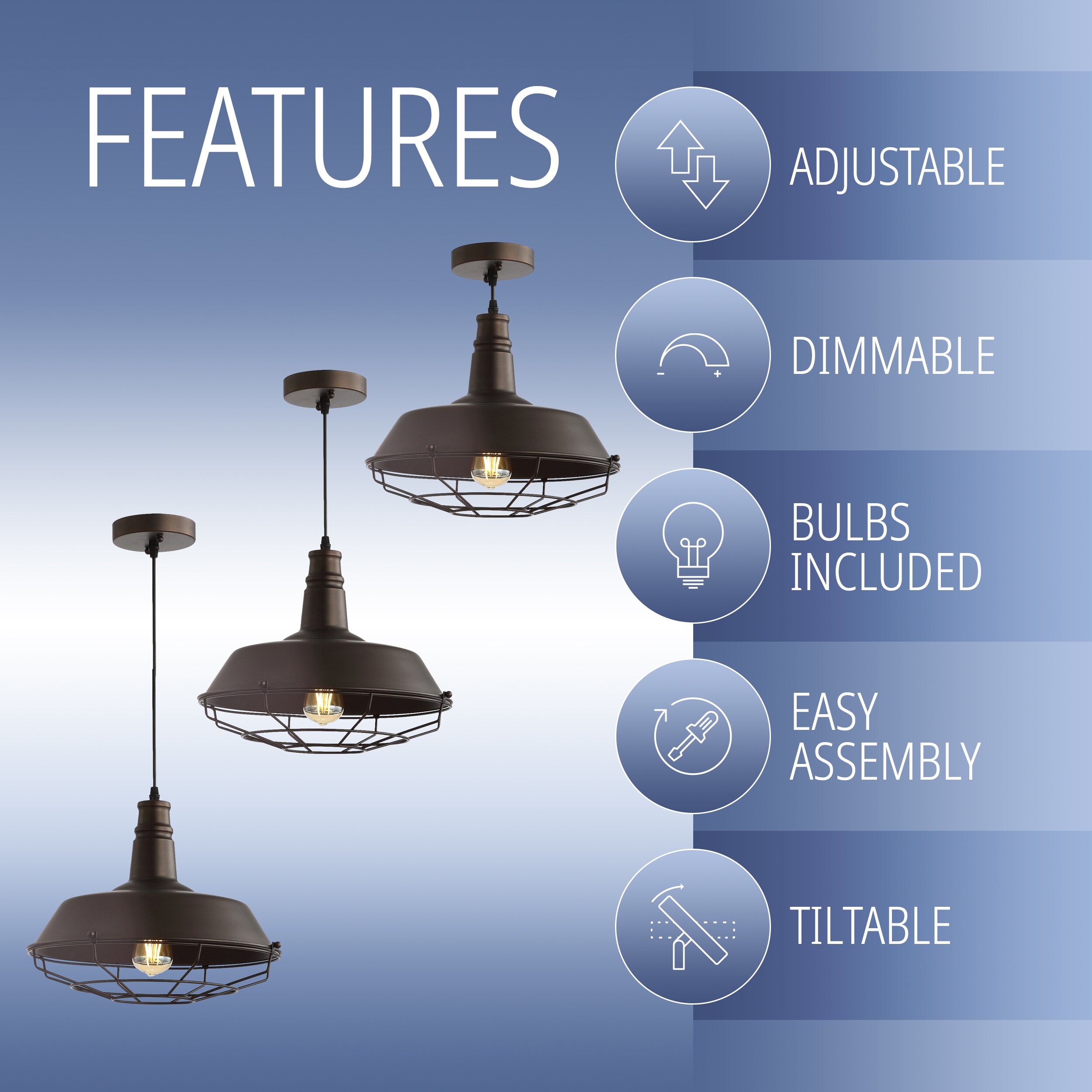 Rustic Farmhouse 14.25" Oil Rubbed Bronze LED Pendant Light