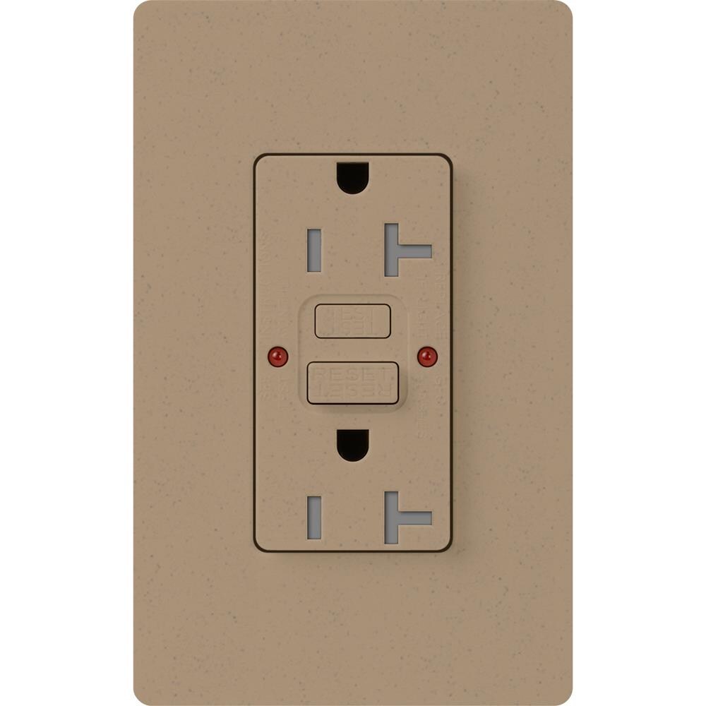 Lutron SCR-20-GFST-MS Claro 20-Amp Tamper Resistant GFCI Residential Decorator Surge Outlet, Mocha Stone