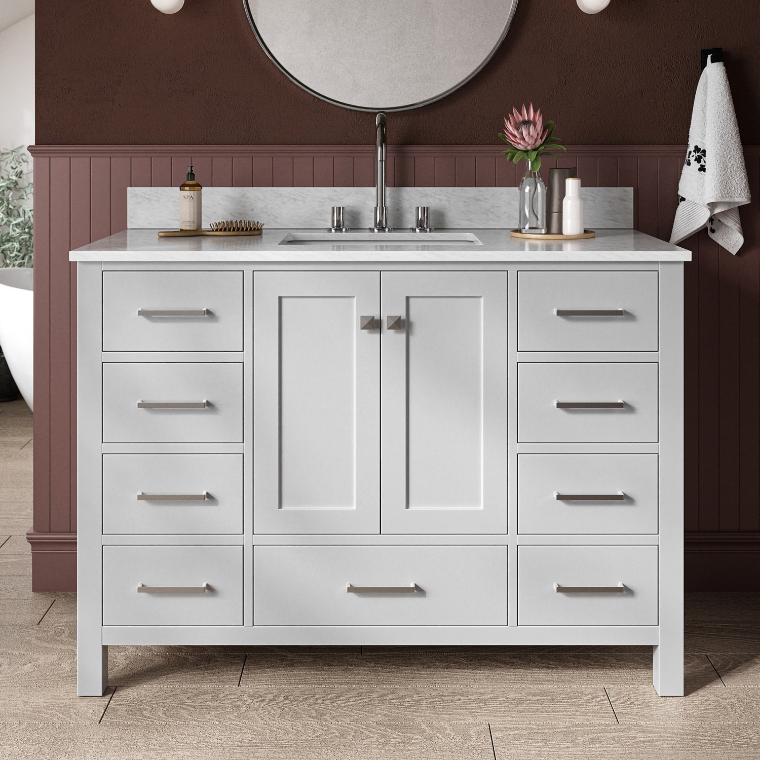 ARIEL A049SCW2RVOGRY Cambridge 49-in Gray Undermount Single sink Bathroom Vanity with 0.75" Carrara White Marble Natural marble Top