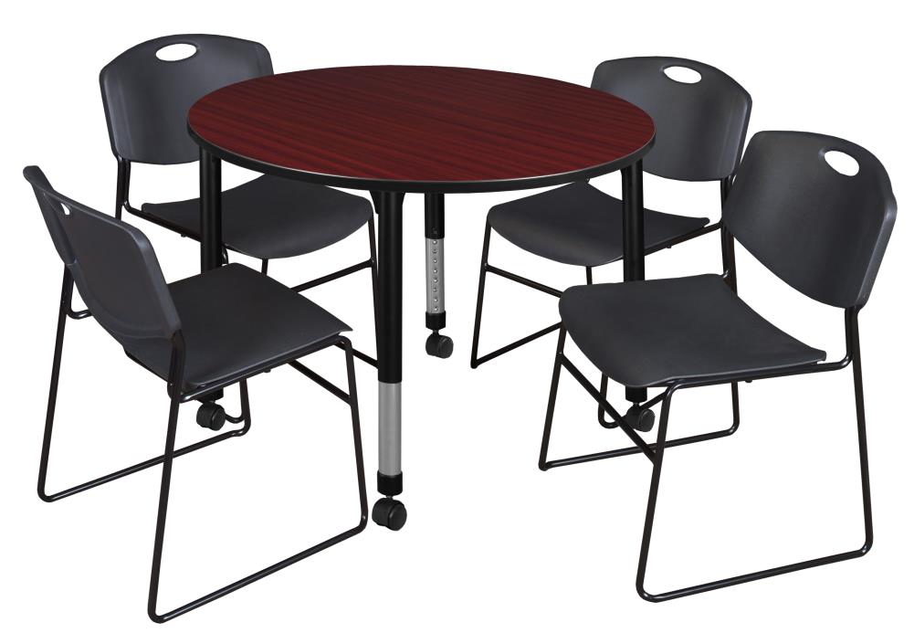 Regency TB48RNDMHAPCBK44BK Classroom Tables Brown 4-Person Training Table (48-in W x 34-in H)