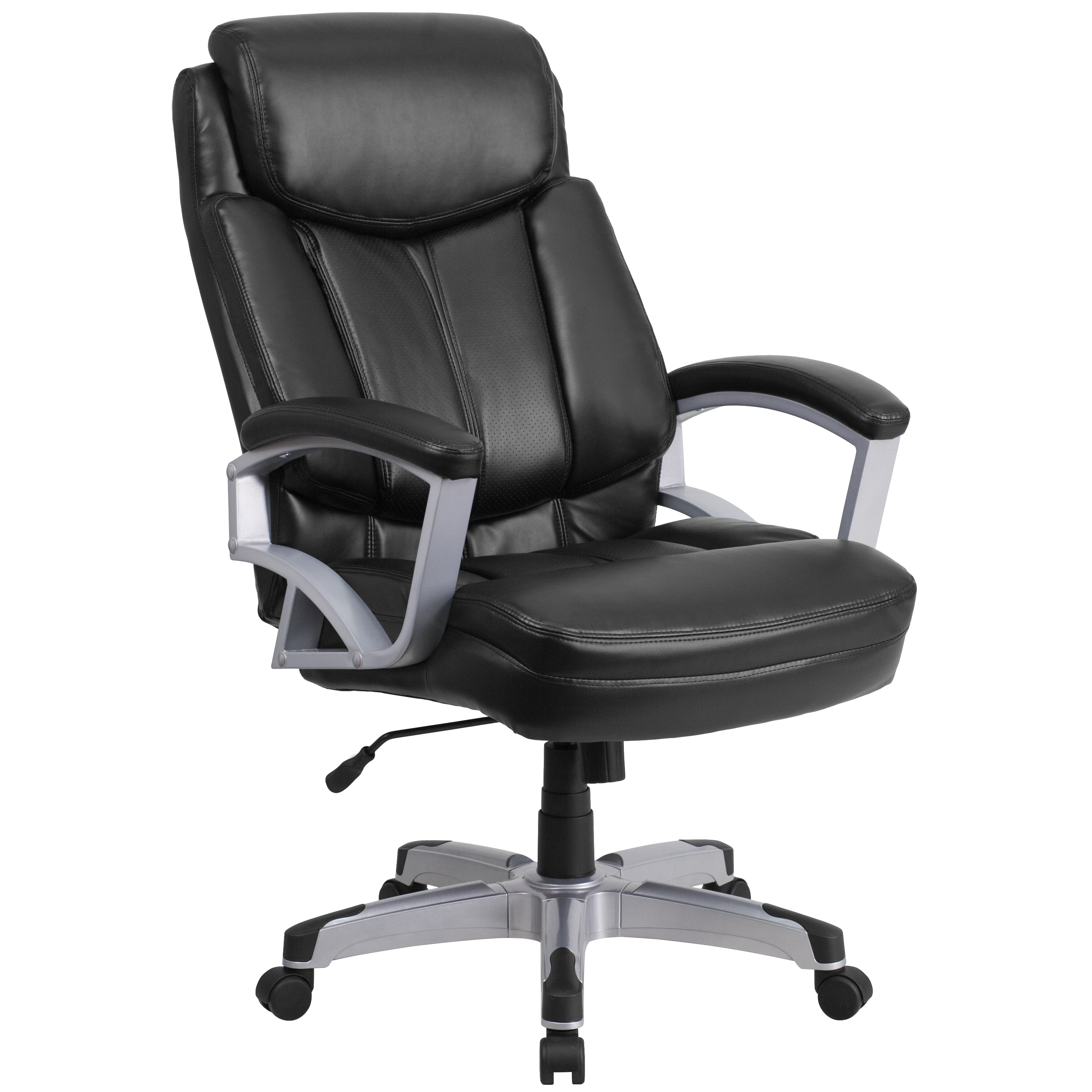 Flash Furniture 847254078795 HERCULES Black Leathersoft Contemporary Adjustable Height Swivel Faux Leather Desk Chair