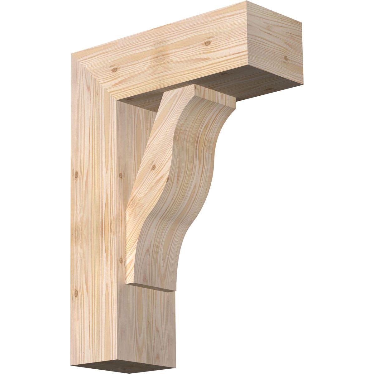 Ekena Millwork 1462568 Funston block smooth bracket with offset brace 7-1/2-in x 20-in x 28-in Douglas fir Brown Wood Standard bracket