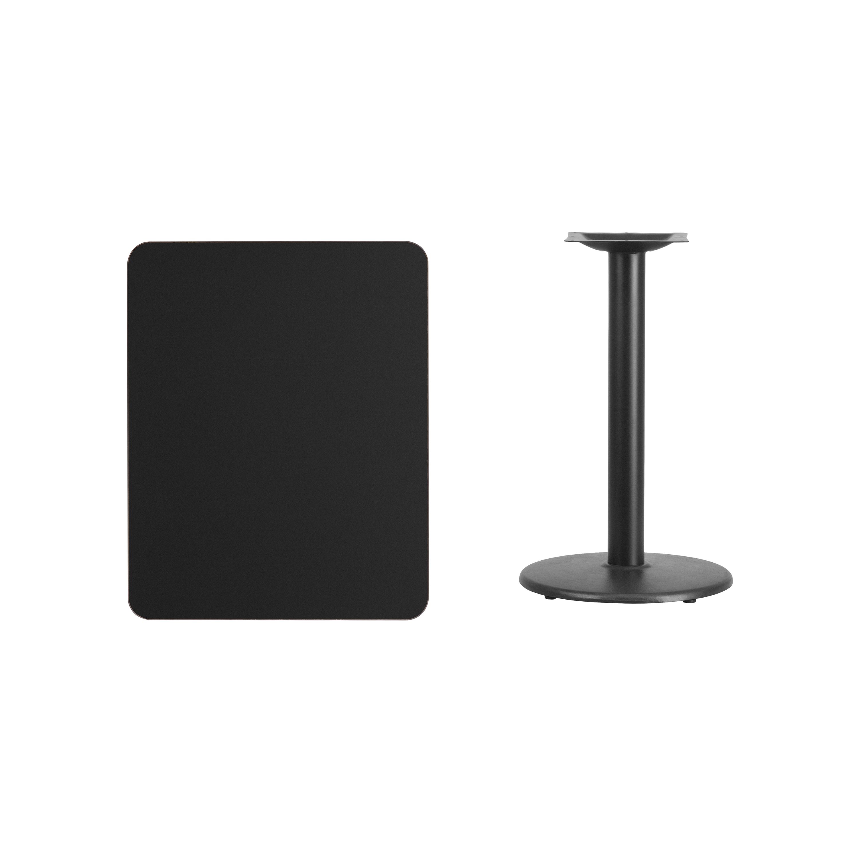 Flash Furniture 889142006053 Black Contemporary/Modern Dining Table, Wood veneer with Black Metal Pedestal Base 30-Inches L x 31.13-Inches H