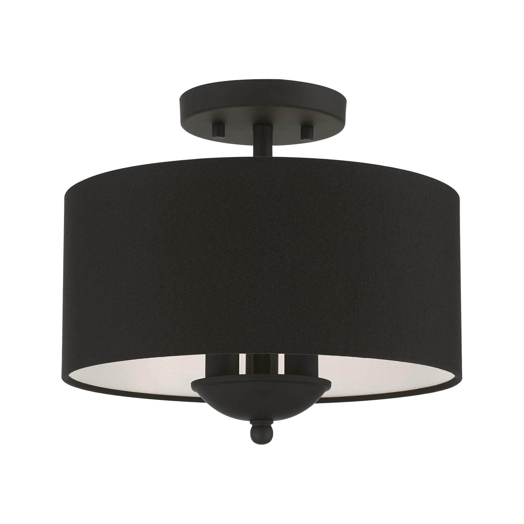 Bainbridge Black 3-Light Transitional Semi-Flush Drum Light