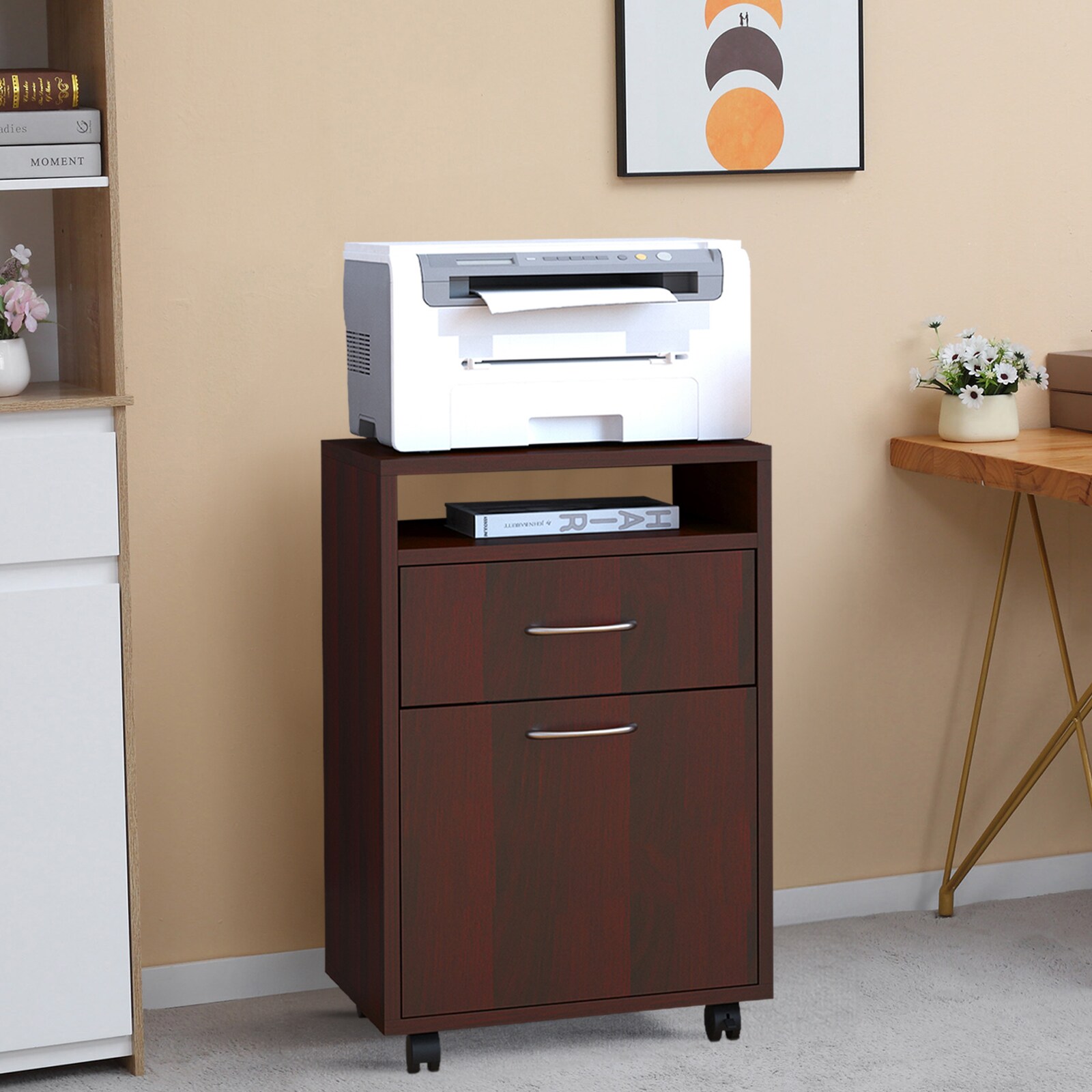 Siavonce Brown 1-Shelf Office Cabinet