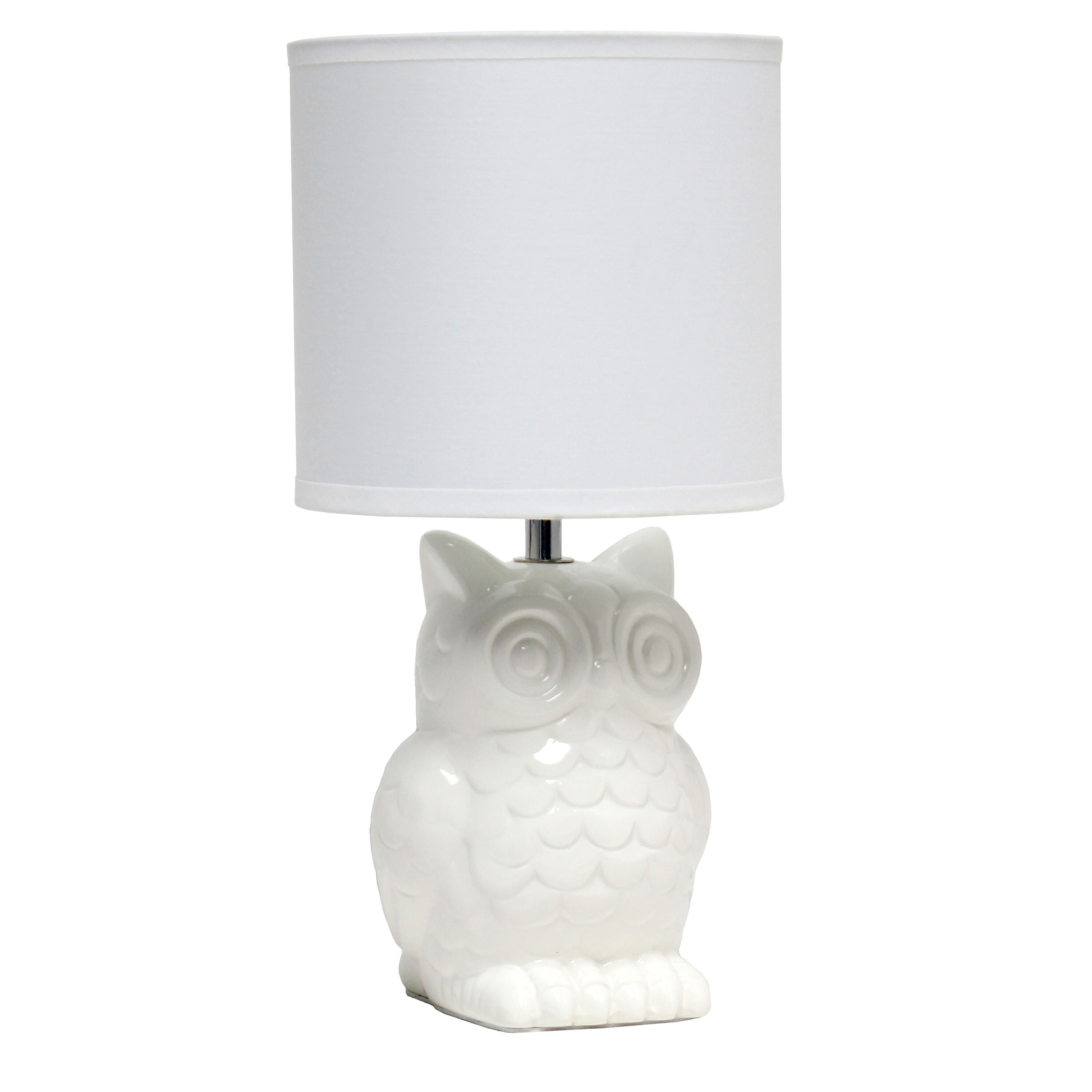 Simple Designs LT1136-OFF 12.8-Inches Off White LED Incandescent Table Lamp with Fabric Shade