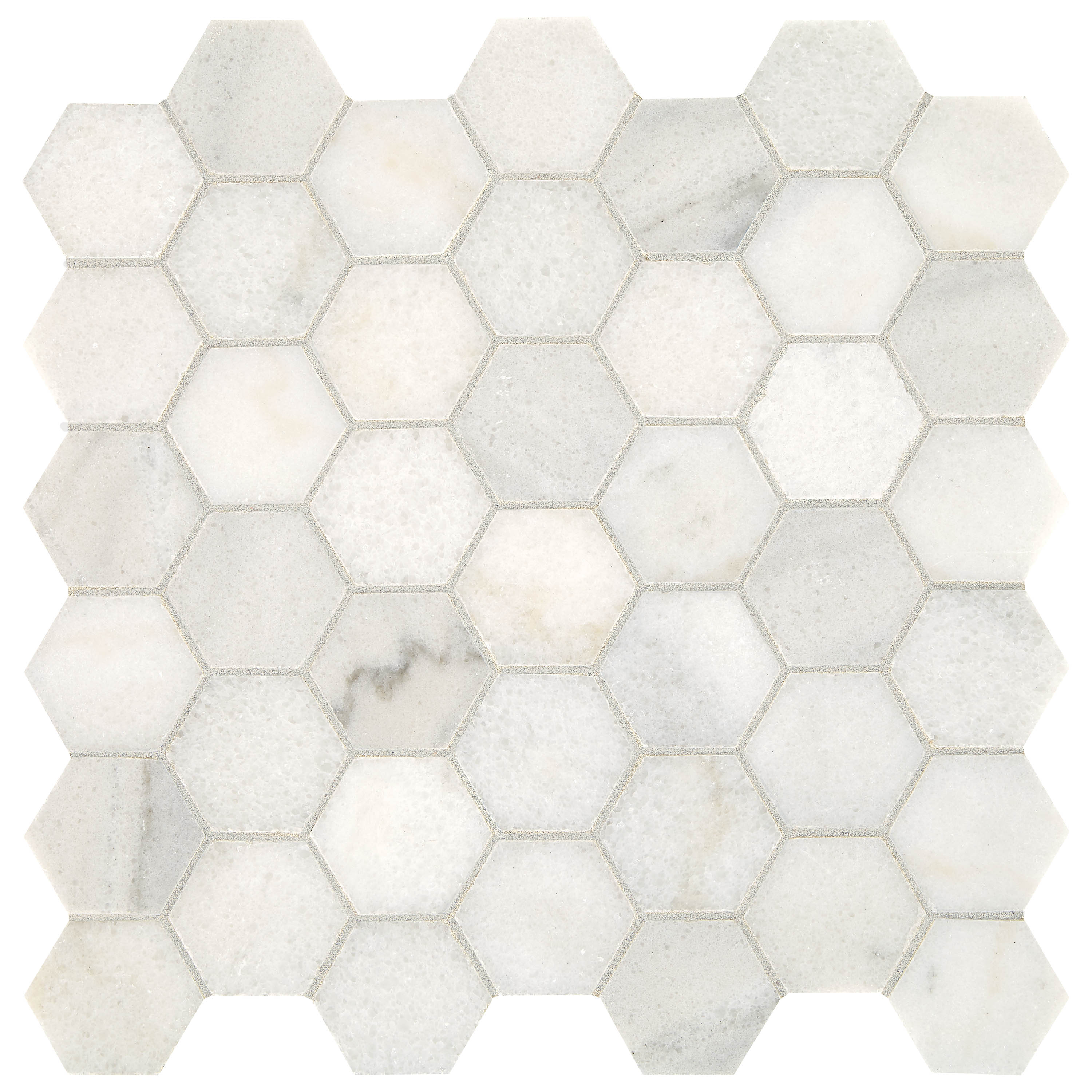 American Olean GS712HEXMSCC1U Genuine Stone Sterling White 12-in x 12-in Unglazed Natural stone Hexagon Mosaic Floor and Wall Tile ( 0.98-sq ft Piece )