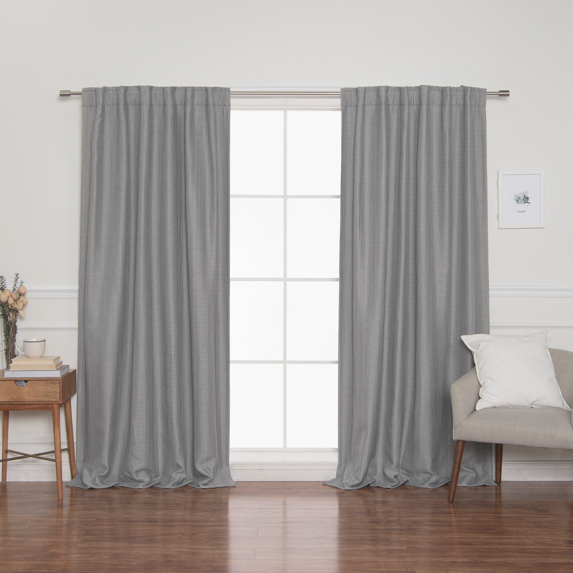 Best Home Fashion JC-08-BAK-84-GREY 84-Inches Grey Blackout Thermal lined Back tab Curtain panel pair