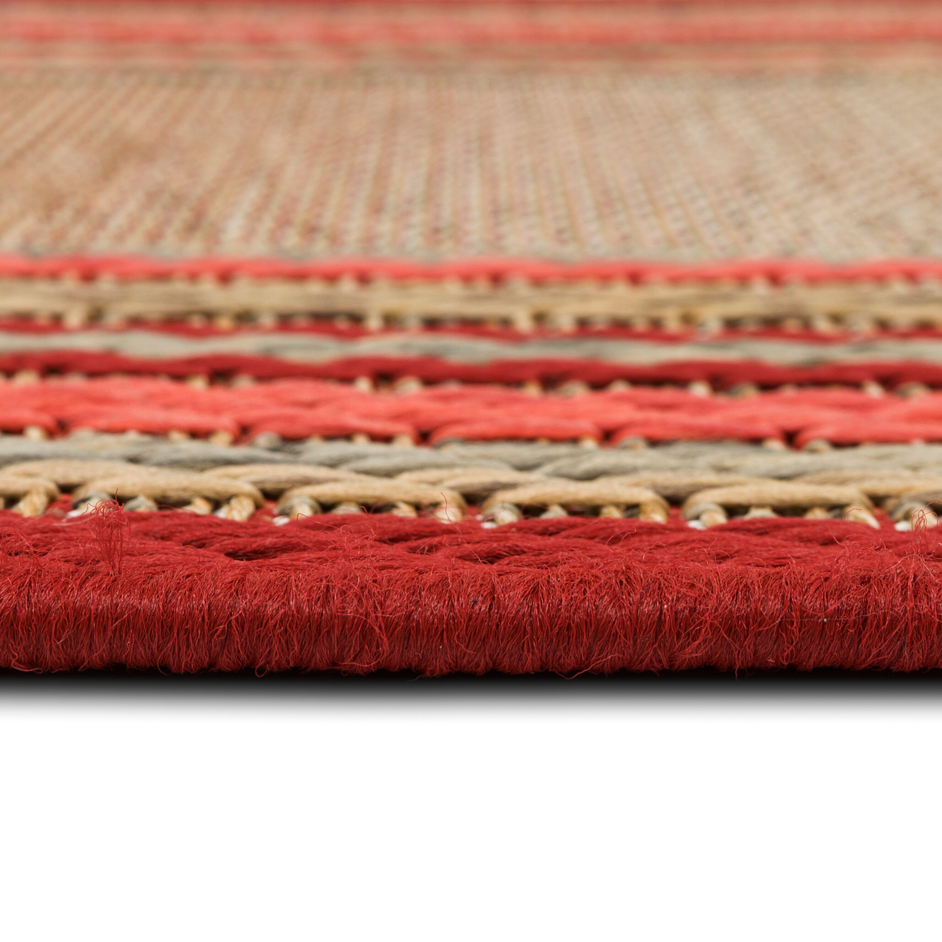 allen + roth Outdoor 5 x 7 Red Indoor/Outdoor Border Mid-century Modern  Area Rug in the Rugs department at
