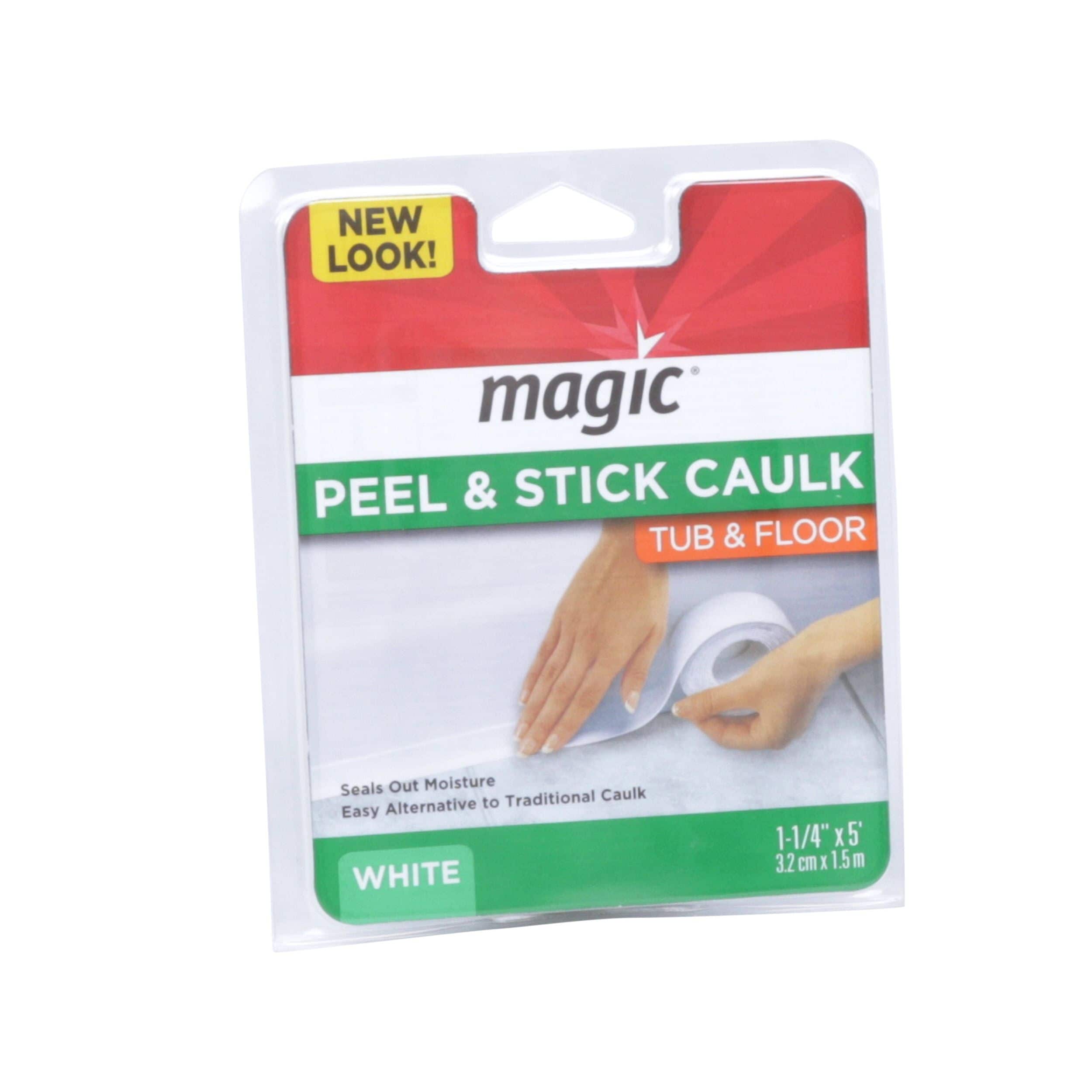 1-1/4 in x 5 ft Magic Tub and Floor Peel & Stick Caulk Strip in White 1-1/4 in x 5 ft Magic Tub and Floor Peel & Stick Caulk Strip in White