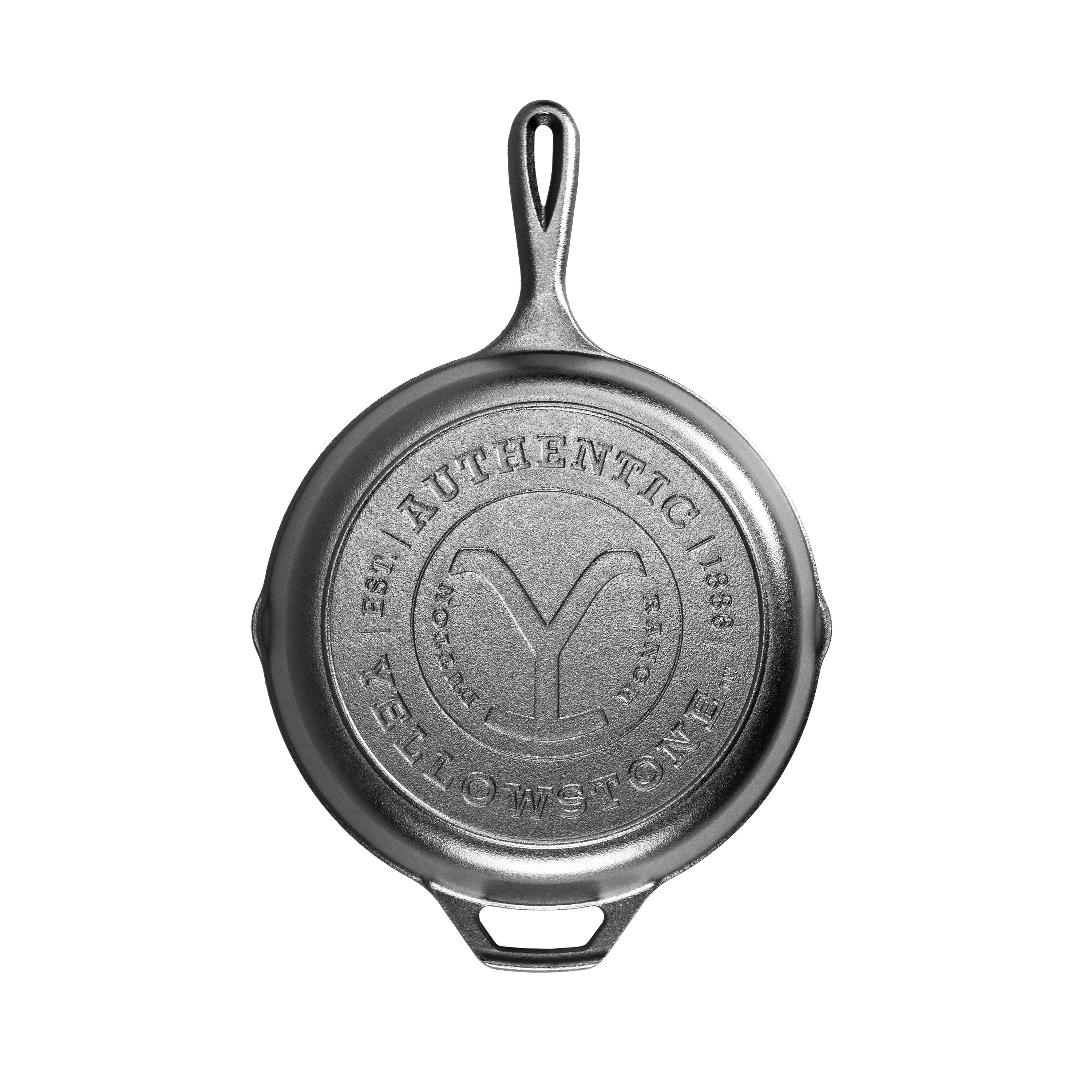 Lodge Cast Iron Yellowstone Y Design 10.68-in Cast Iron Skillet, Seasoned, Black | L8SKYW