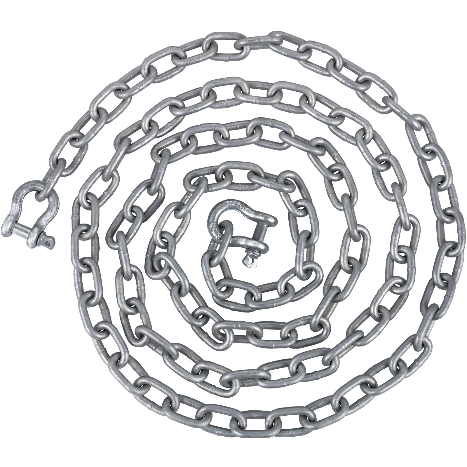 VEVOR MLDXML20FT516AGS0V0 Anchor Chain, 20 X 5/16 Galvanized Steel Chain, 3/8 Anchor Chain Shackle, 11650Lbs Anchor Lead Chain Breaking Load, 9460Lbs Anchor Chain Shackle Breaking Load, Anchor Chain For Boats