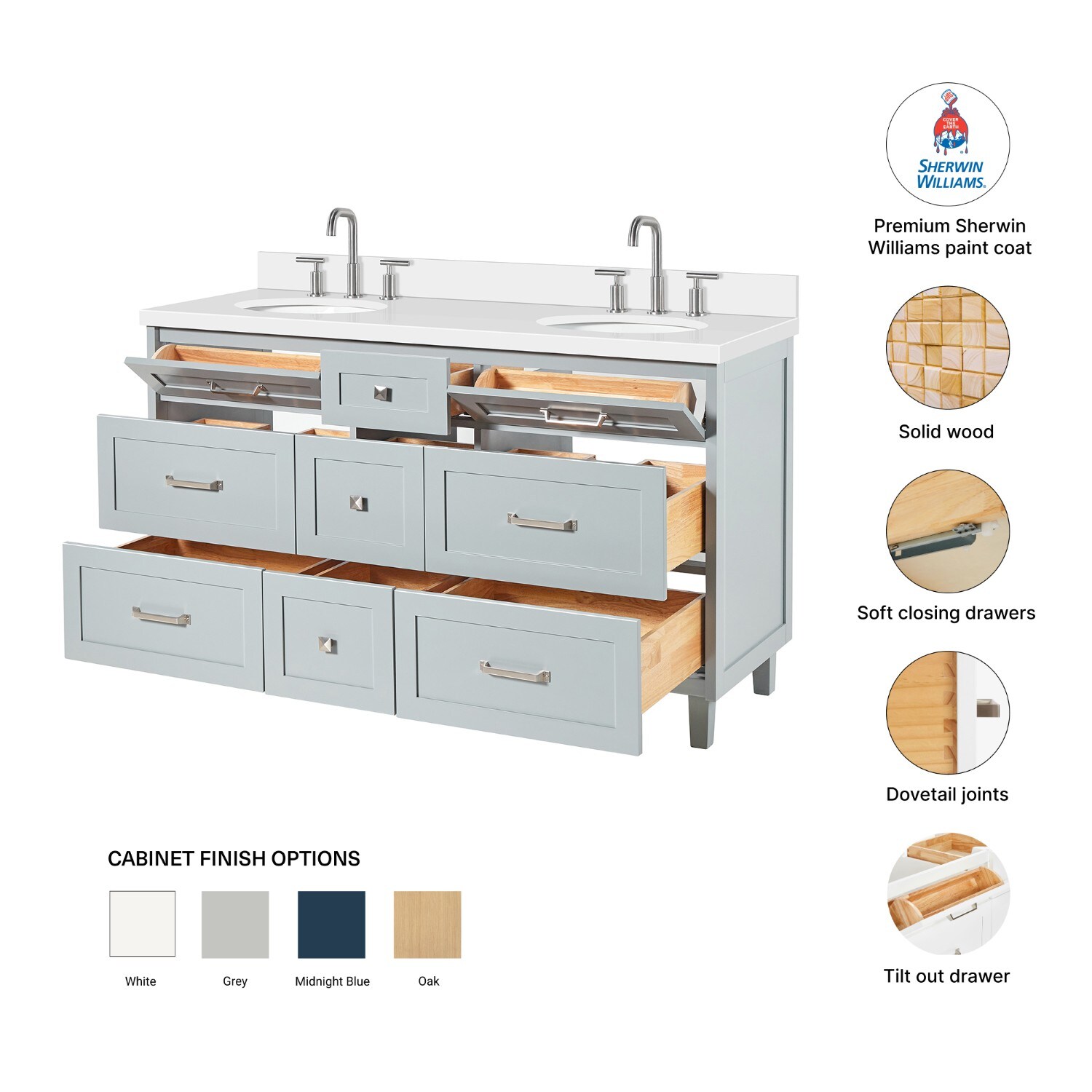 ARIEL B61DWQOVOGRY Bath-Vanity-Combo - View #5