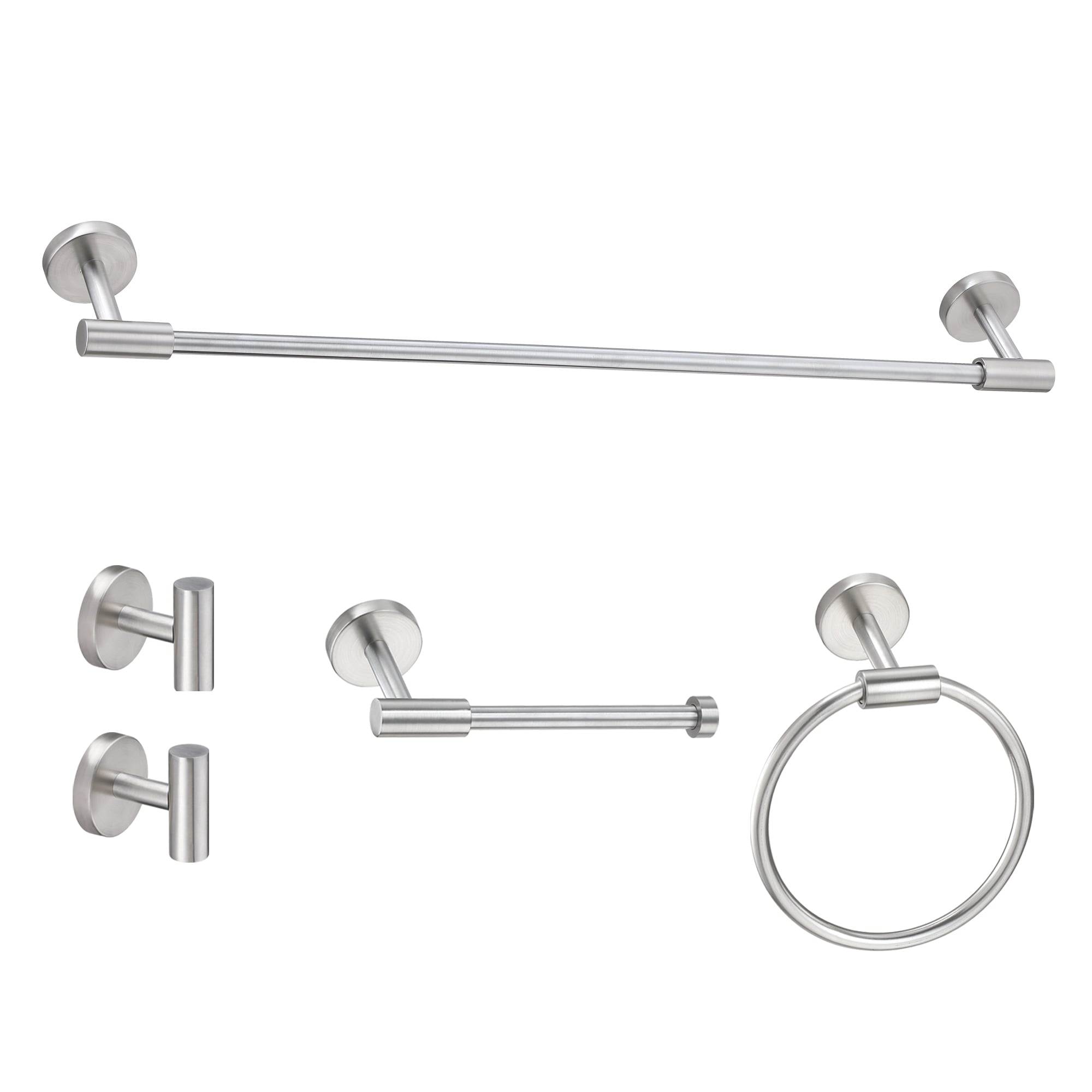 Sir Faucet TOHLAR-035 5 -Piece nickel Decorative Bathroom Hardware Set Towel Bar, Towel Ring ,Robe Hook Included