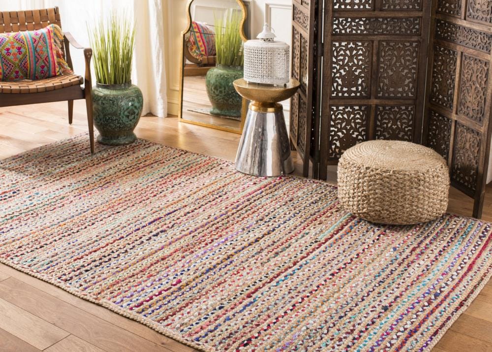 Handmade Multicolor Jute Rectangular Area Rug 6' x 9'