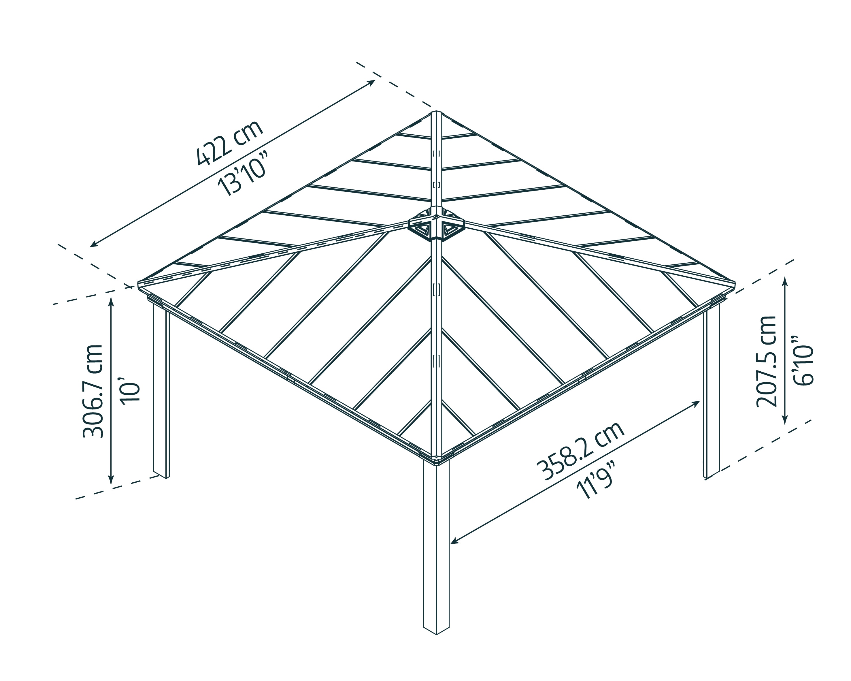 Gray Aluminum and Polycarbonate 14' x 14' Carport Kit