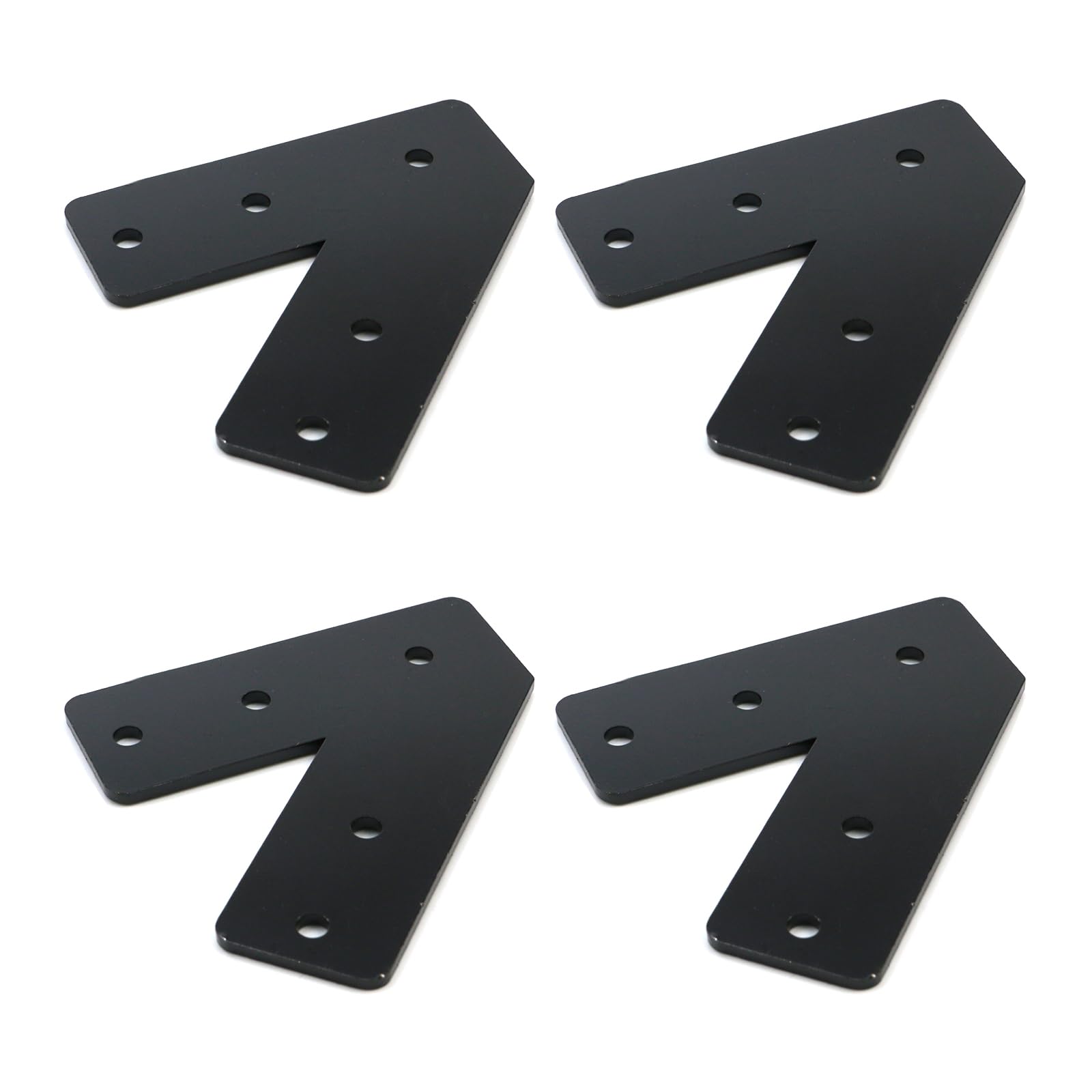 Ahfiwaso  45 Degree Angle Flat Bracket with Holes 3.94 by 3.94in Carbon Steel Right Angle Corner Brace Black 4 Pieces durable home and garden