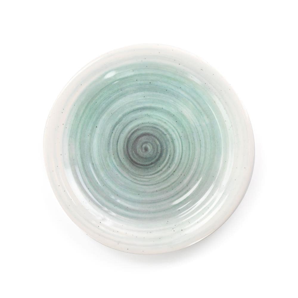 White and Light Blue Melamine Outdoor Dinnerware Set, Service for 4