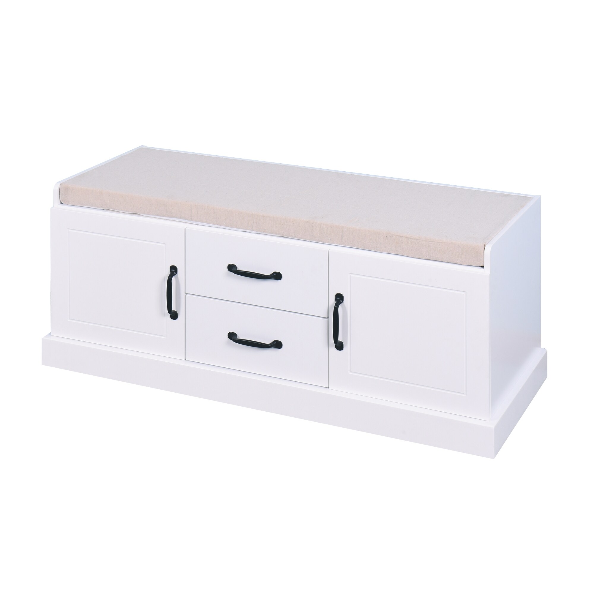 Yiekholo Casual White Accent Bench with Storage Bench 46-in x 18.3-in x 7-in