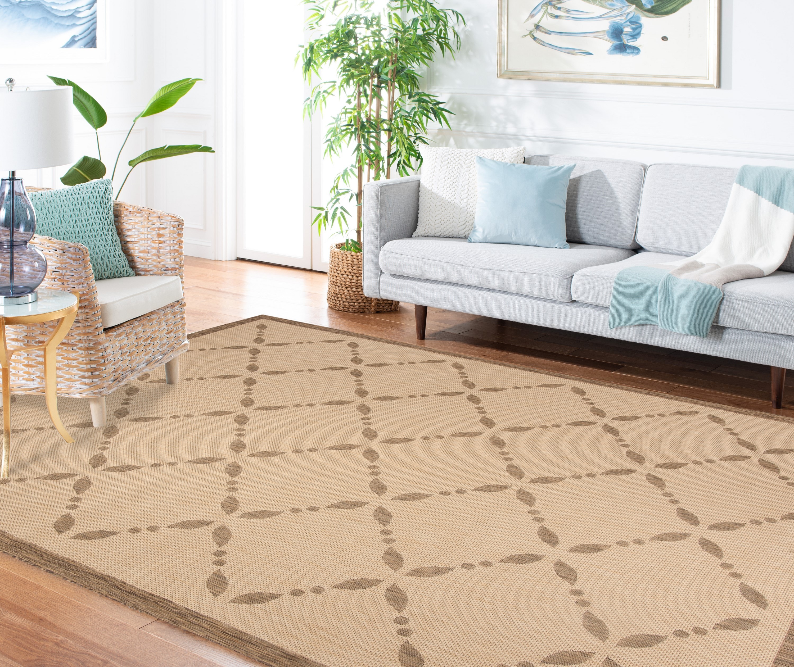 Martha Stewart MSR4252-12-5 Latice 5 x 8 (ft) Loomed Polypropylene Creme/Brown Rectangular Indoor Trellis Coastal Area rug