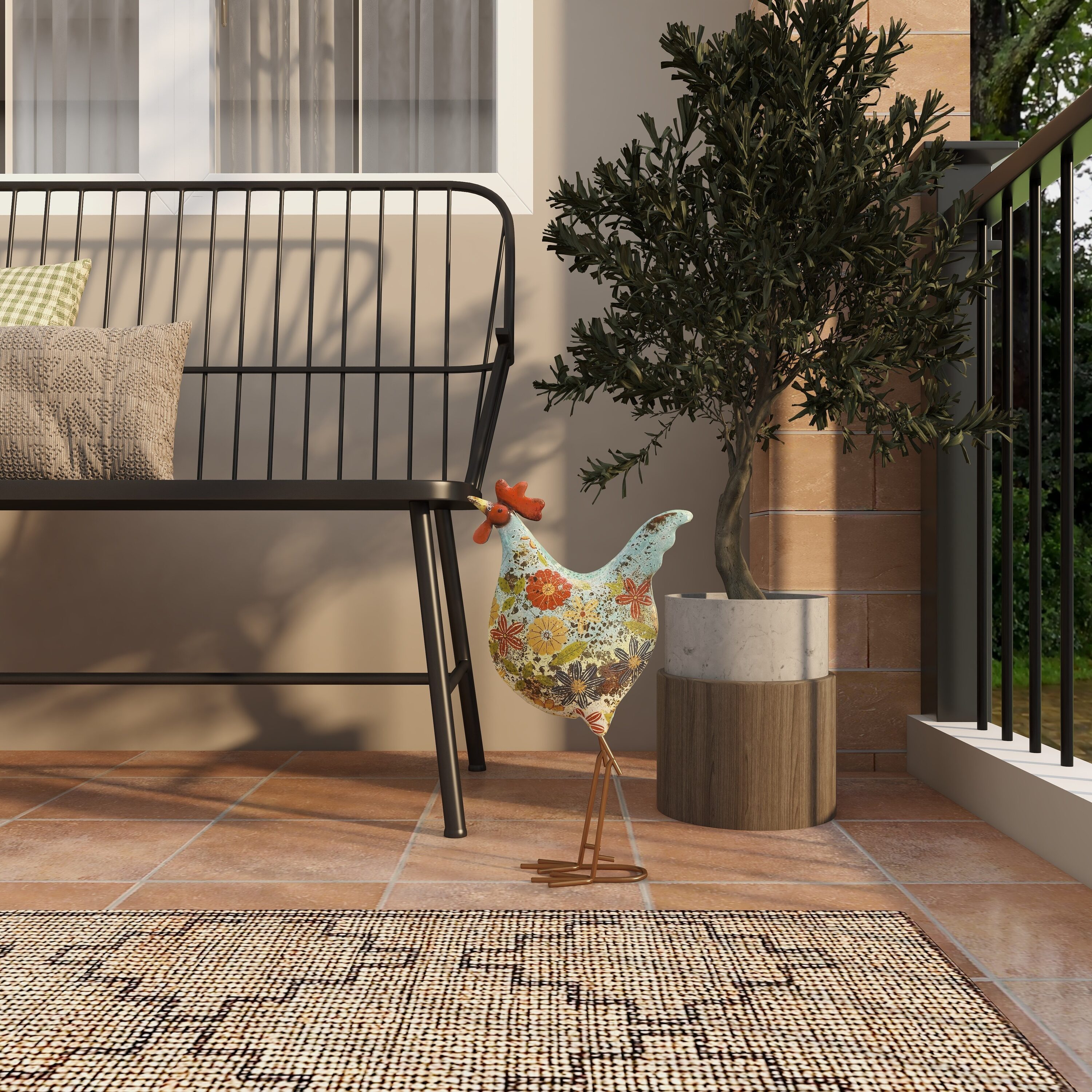 Grayson Lane 55233 17-in H x 10-in W Green Rooster Garden Statue
