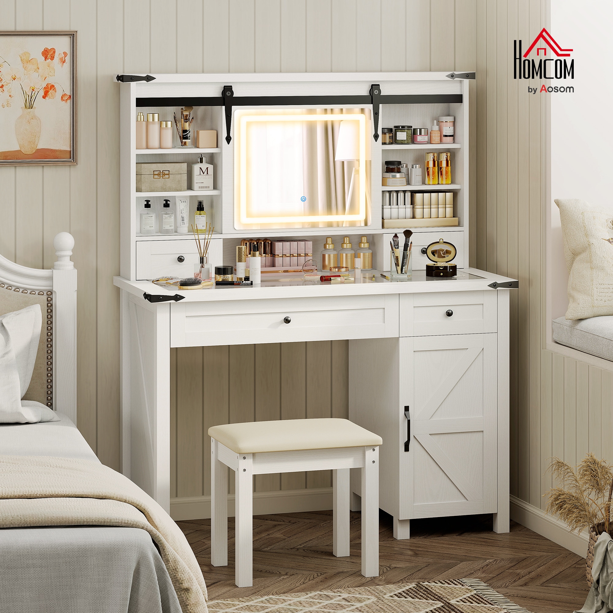 HomCom 831-972V80WT Bedroom-Vanities - View #2