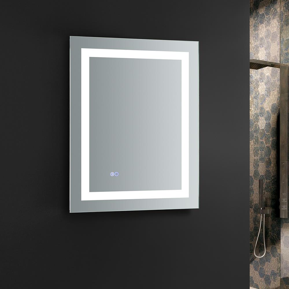 Sleek 24"x30" Transitional LED-Lit Frameless Vanity Mirror