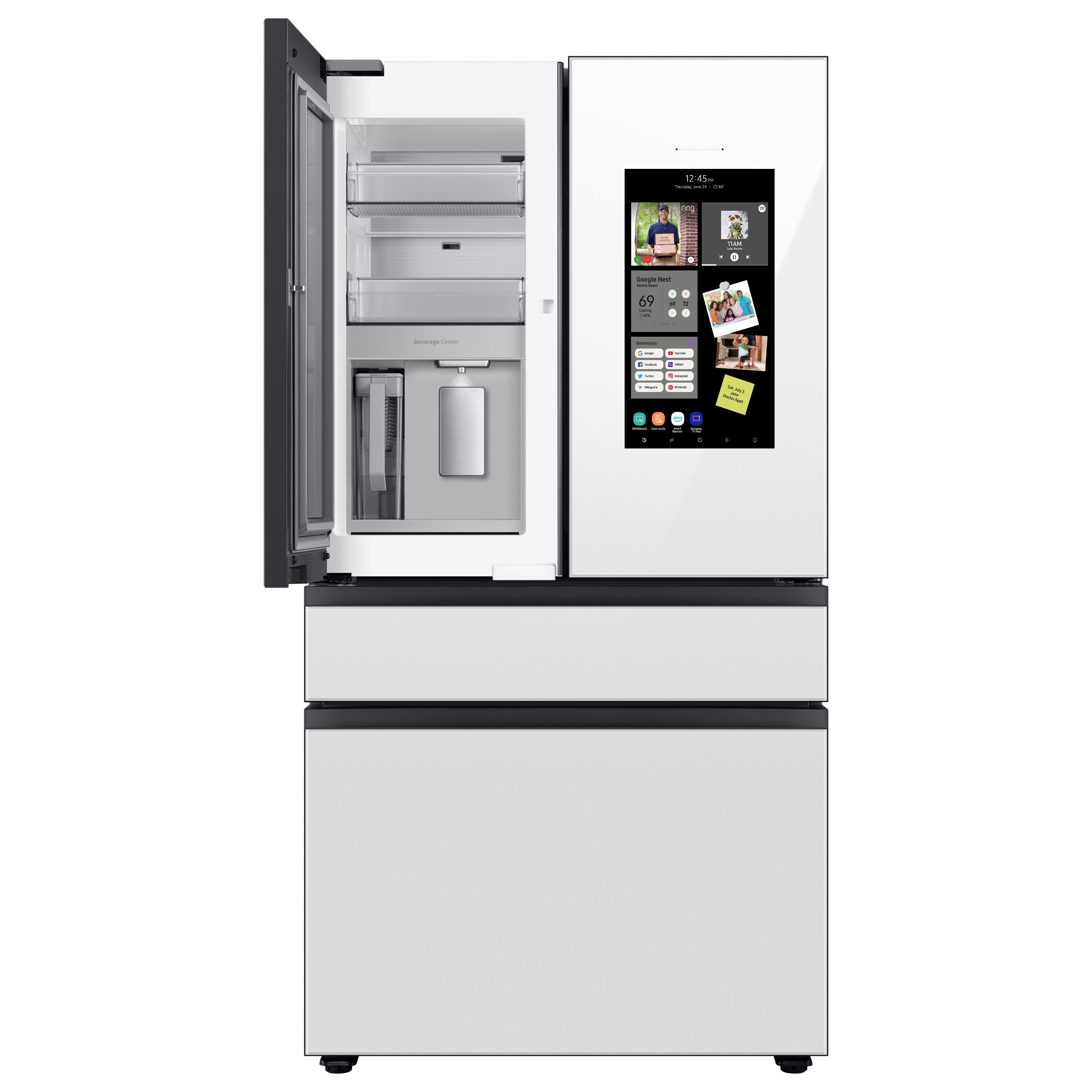 Shop Samsung Bespoke 4-Door French Door Standard-Depth Refrigerator  Includes Door Within Door & Electric Air Fry Range Suite in White Glass at