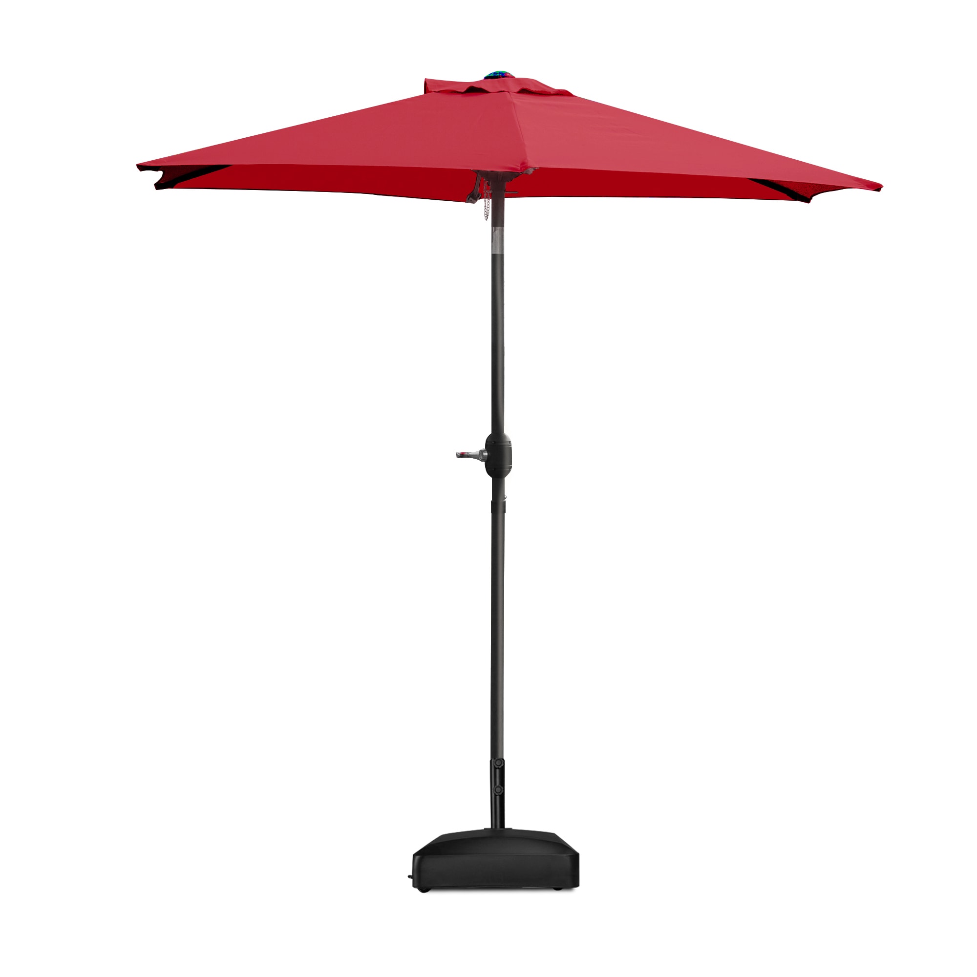 Sunrinx MG11-PU-28 7.5-ft Steel Red Push-button Tilt Market Patio Umbrella with Base