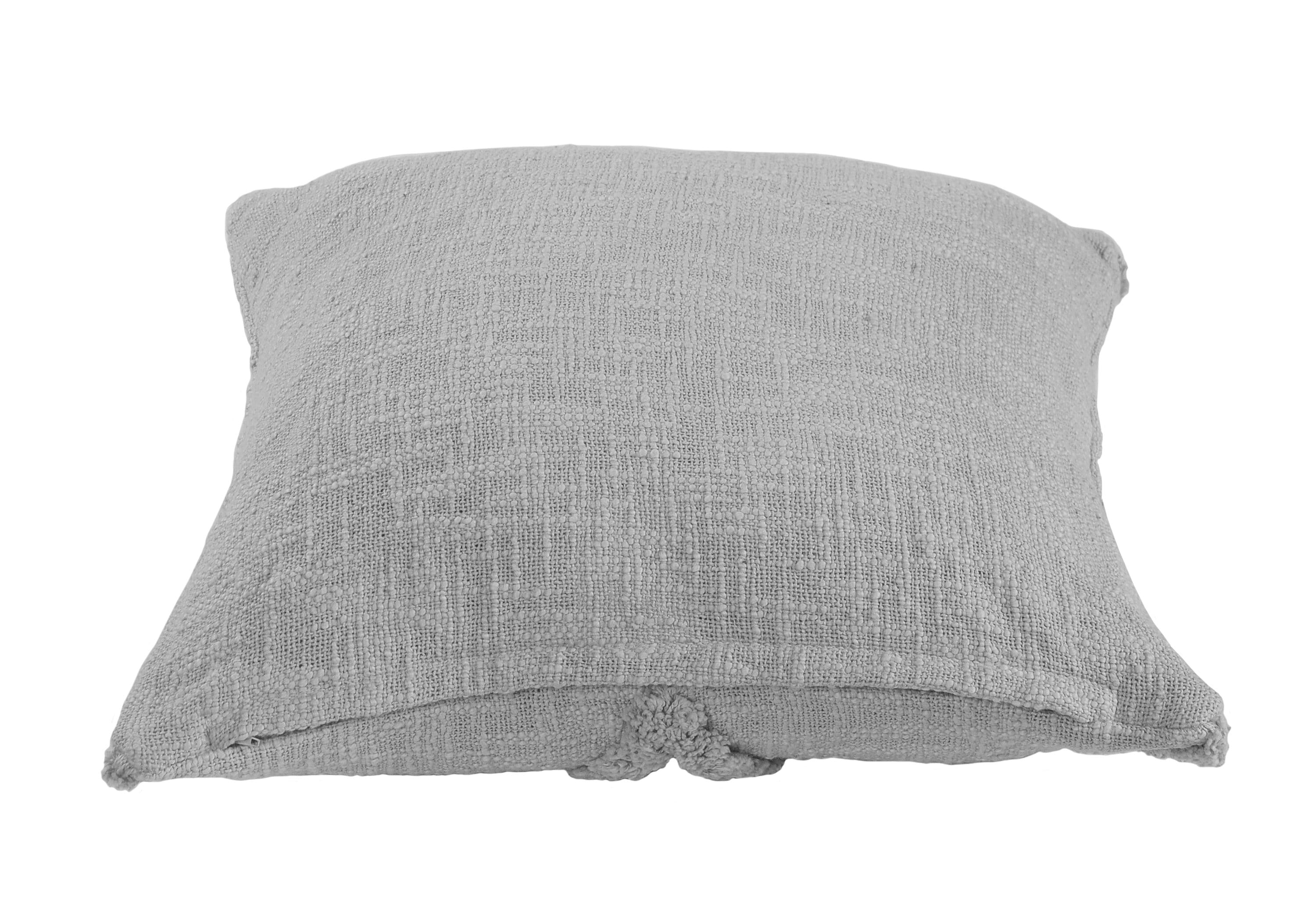 Gray Diamond Tufted Cotton Square Throw Pillow, 18"