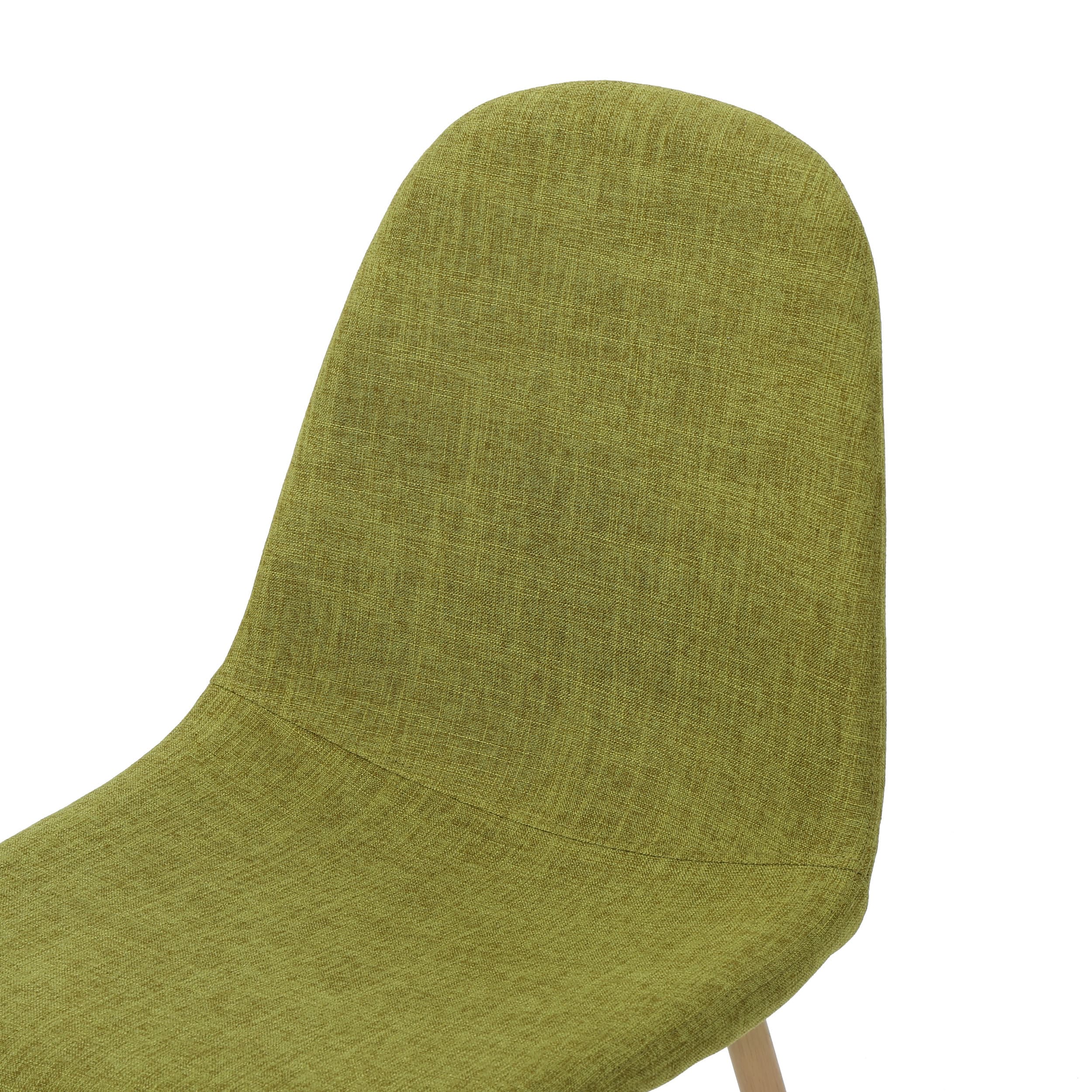 Set of 2 Green Upholstered Side Chairs with Light Brown Metal Legs