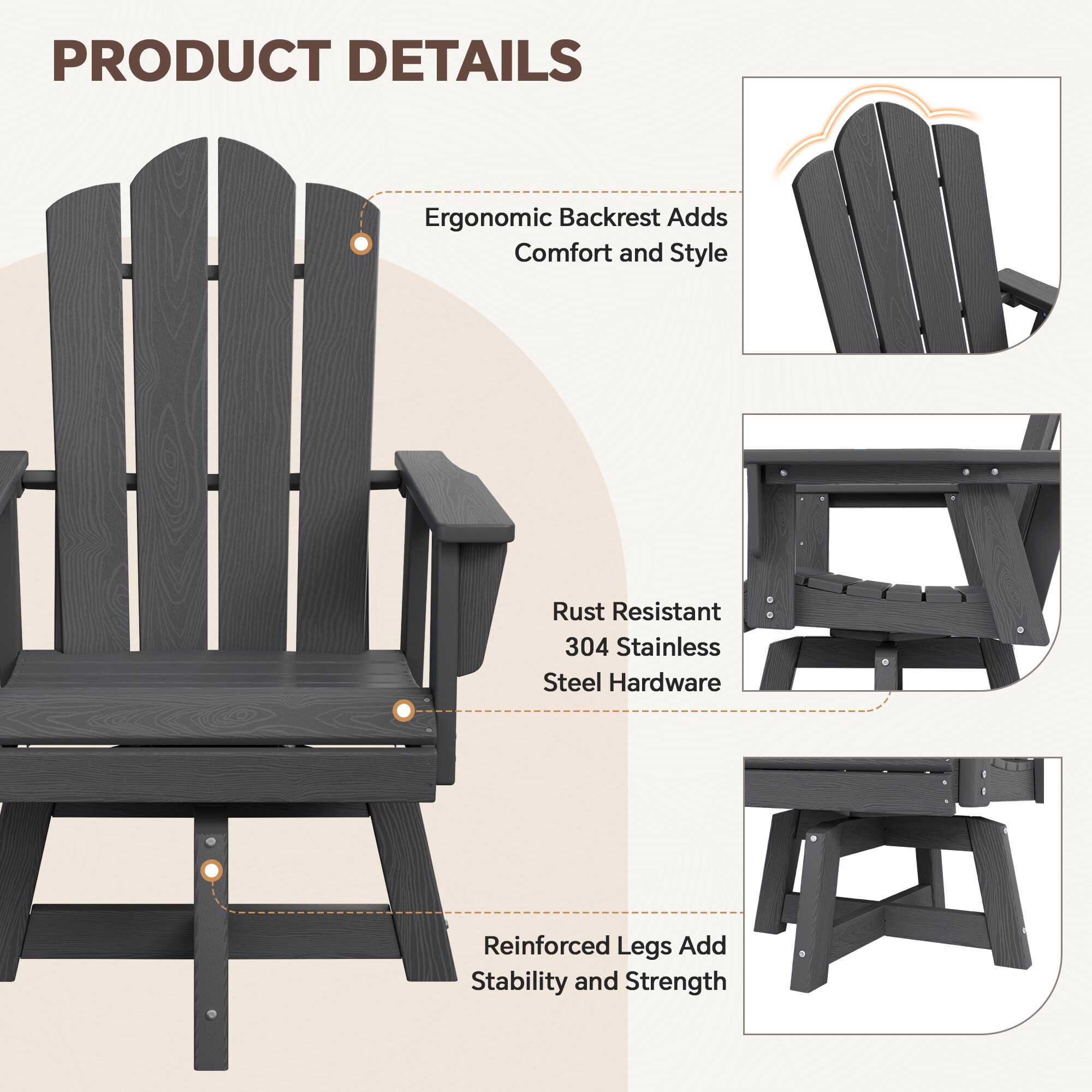 JEAREY HQY-PS-GY Patio-Chairs - View #5