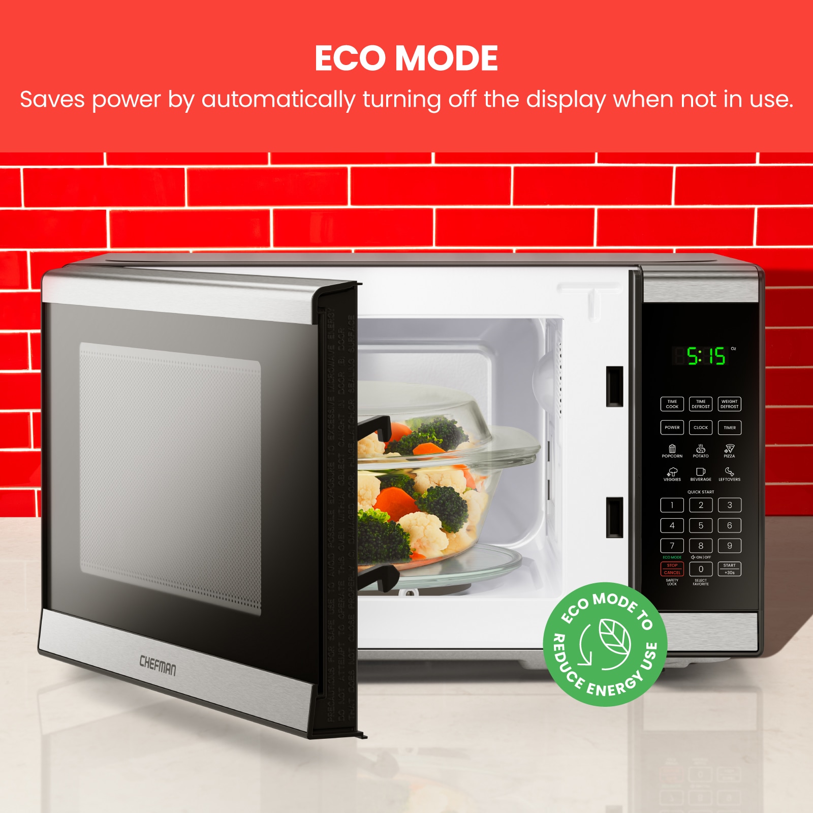 Chefman 0.7-cu ft 700-Watt Countertop Microwave (Stainless Steel) in ...