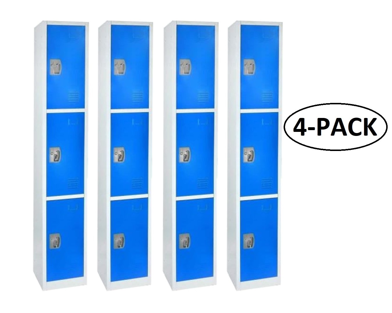 AdirOffice 629-203-BLU-4PK 629 Series Set of 4 12-in W x 72-in H x 12-in D Steel Full Storage Lockers